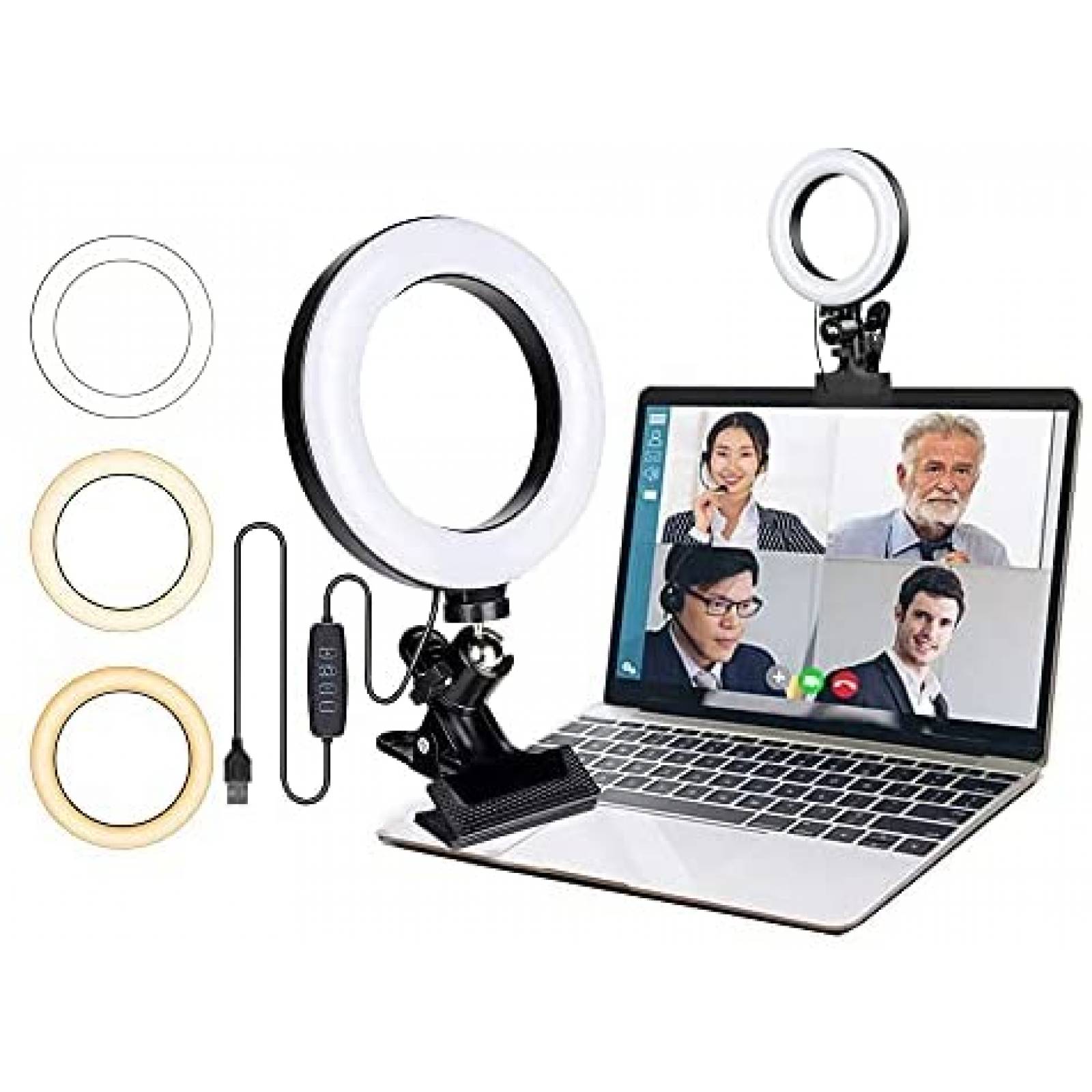 Aro de luz para selfie SXYL 6.3" con clip para laptop -Negro