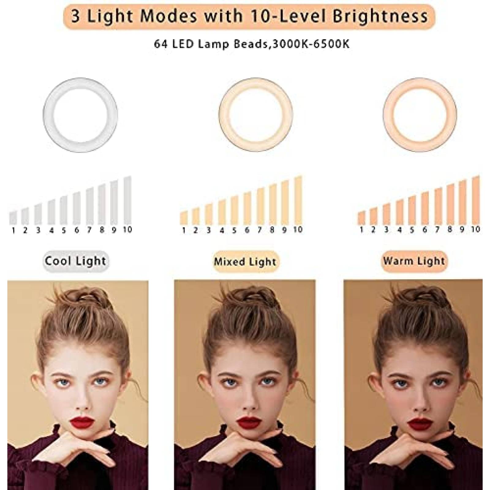 Aro de luz para selfie SXYL 6.3" con clip para laptop -Negro