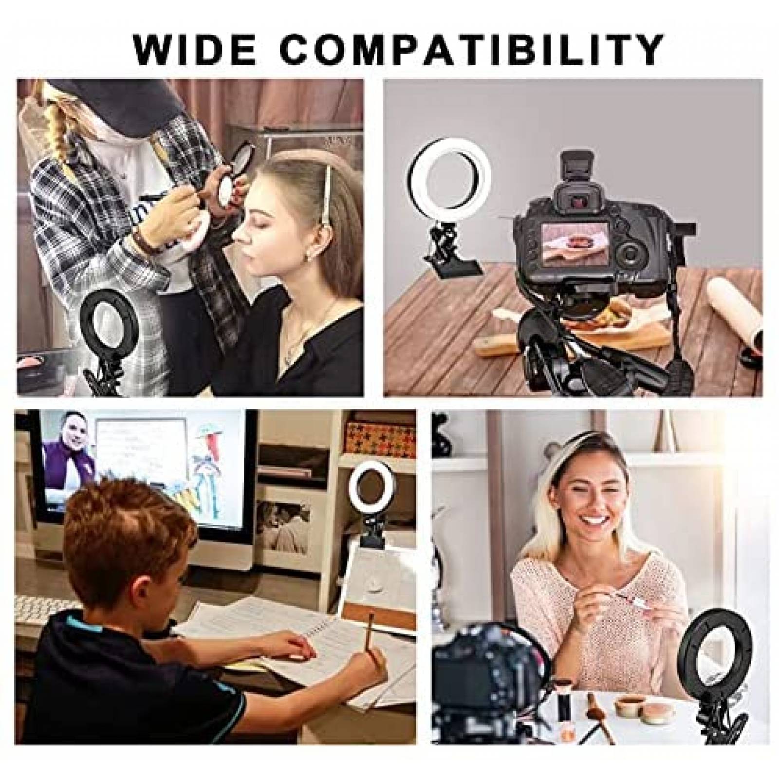 Aro de luz para selfie SXYL 6.3" con clip para laptop -Negro