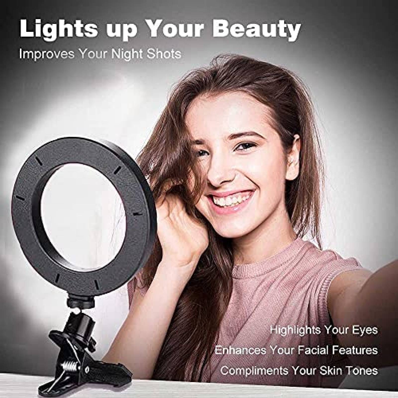 Aro de luz para selfie SXYL 6.3" con clip para laptop -Negro