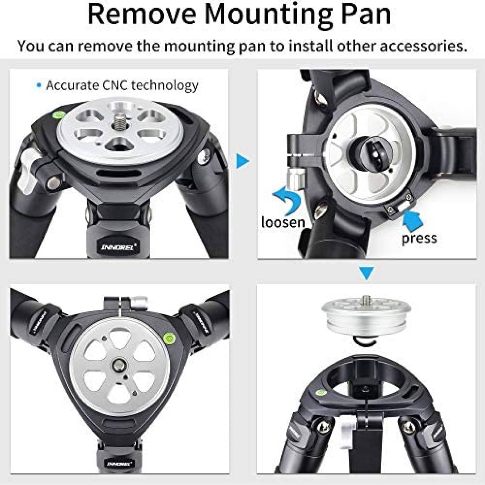 Tripoide INNOREL RT90C 63" 40mm fibra de carbono -Negro