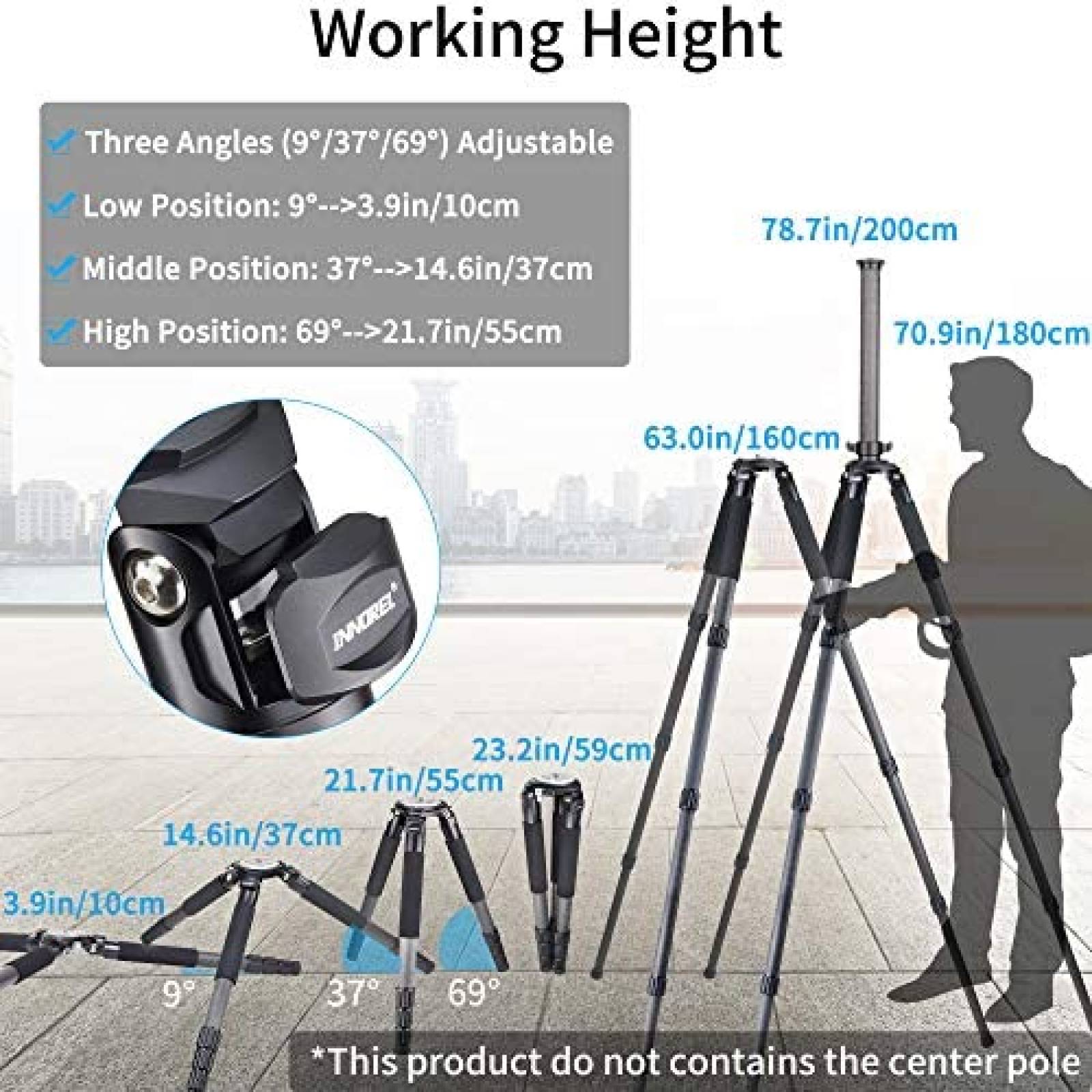 Tripoide INNOREL RT90C 63" 40mm fibra de carbono -Negro