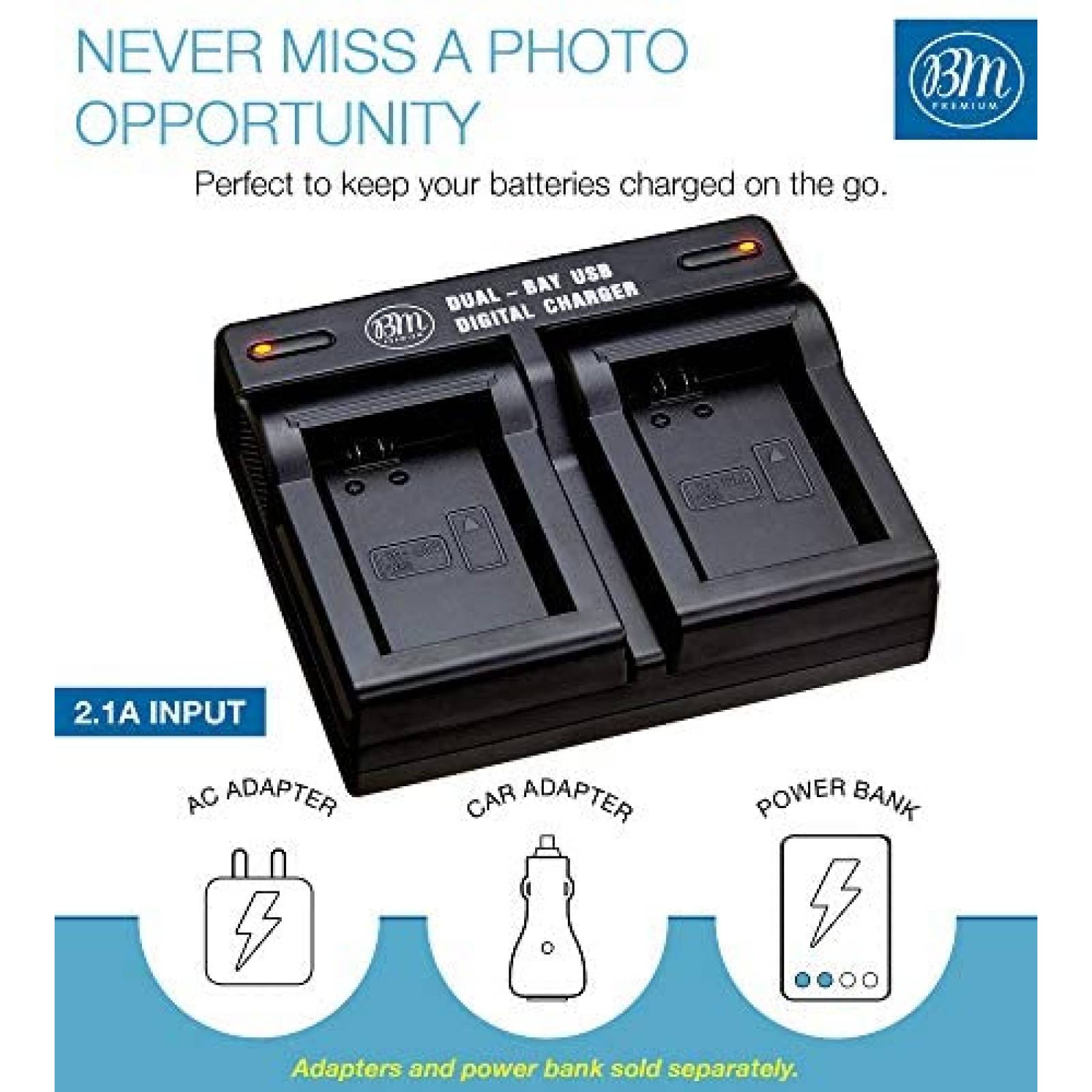 Cargador de bateria BM Premium NP-FW50 dual para Sony -Negro