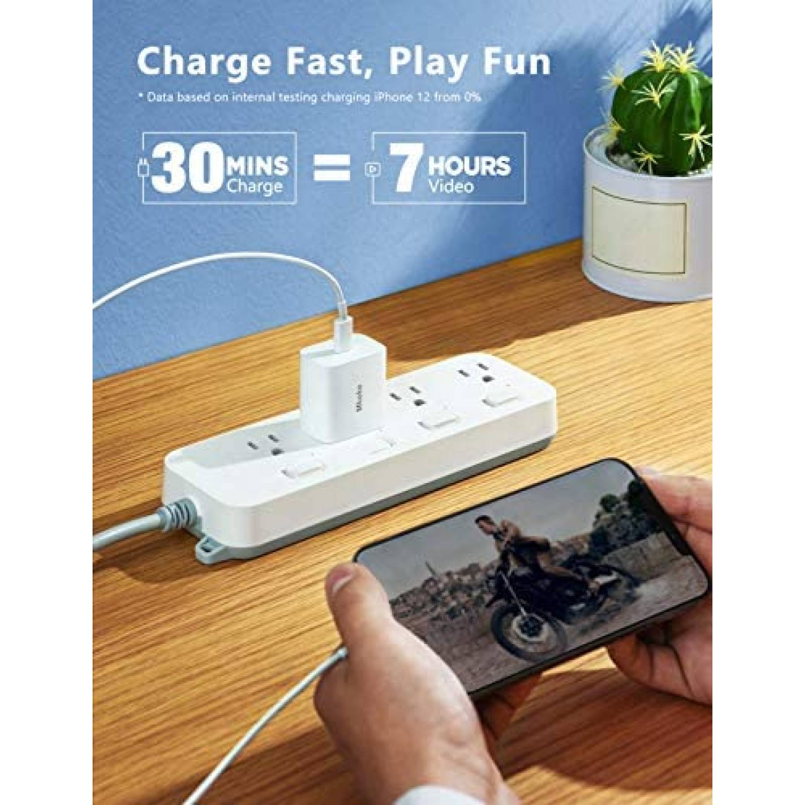 Cargador de Pared USB C Mkeke para iPhone de 20W -Blanco