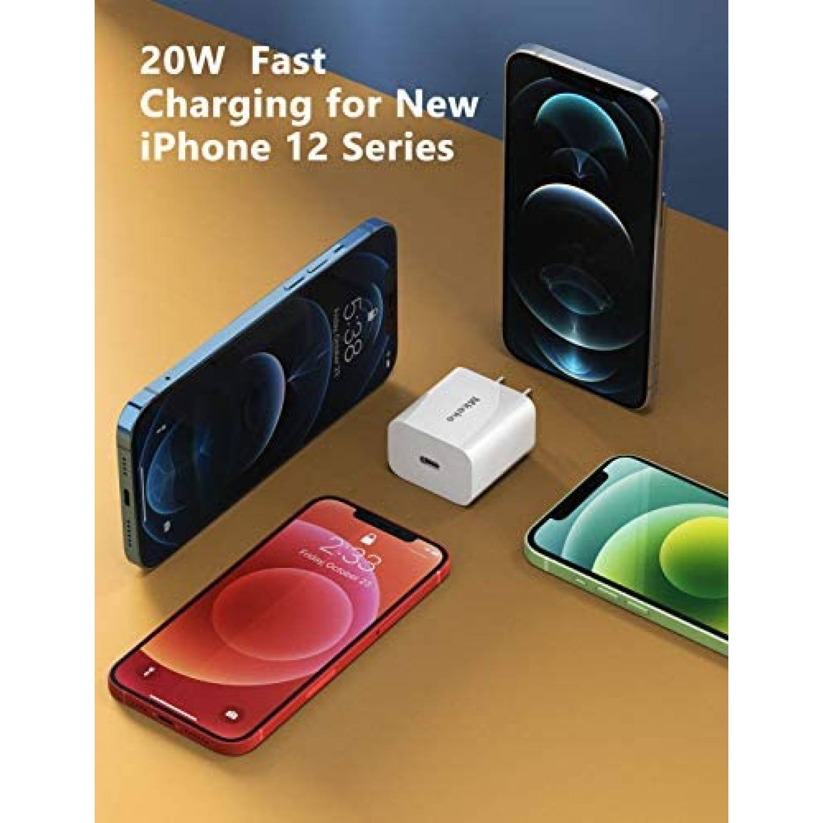 Cargador de Pared USB C Mkeke para iPhone de 20W -Blanco