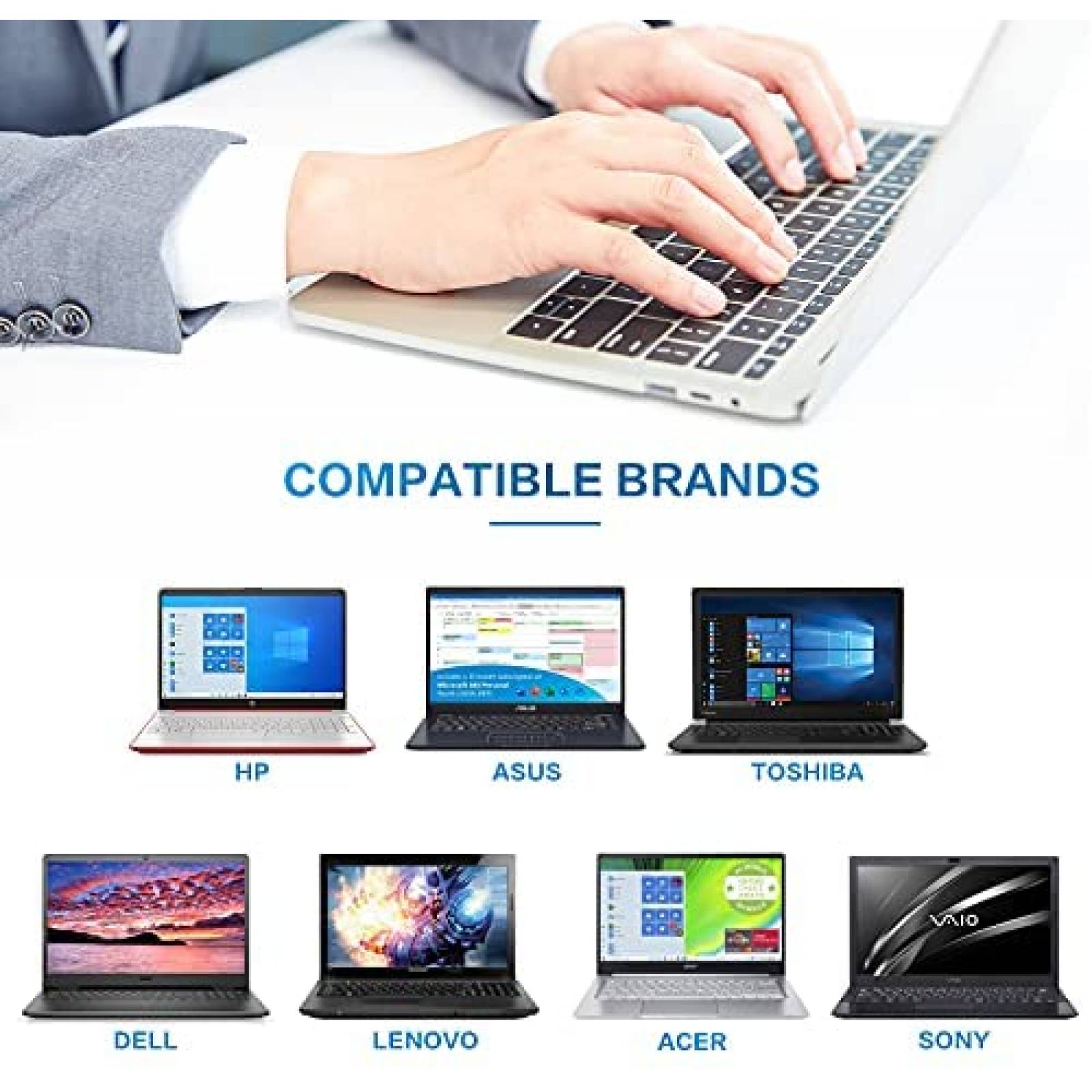 Cargador POWSEED Universal Para Laptor 45 W -Negro