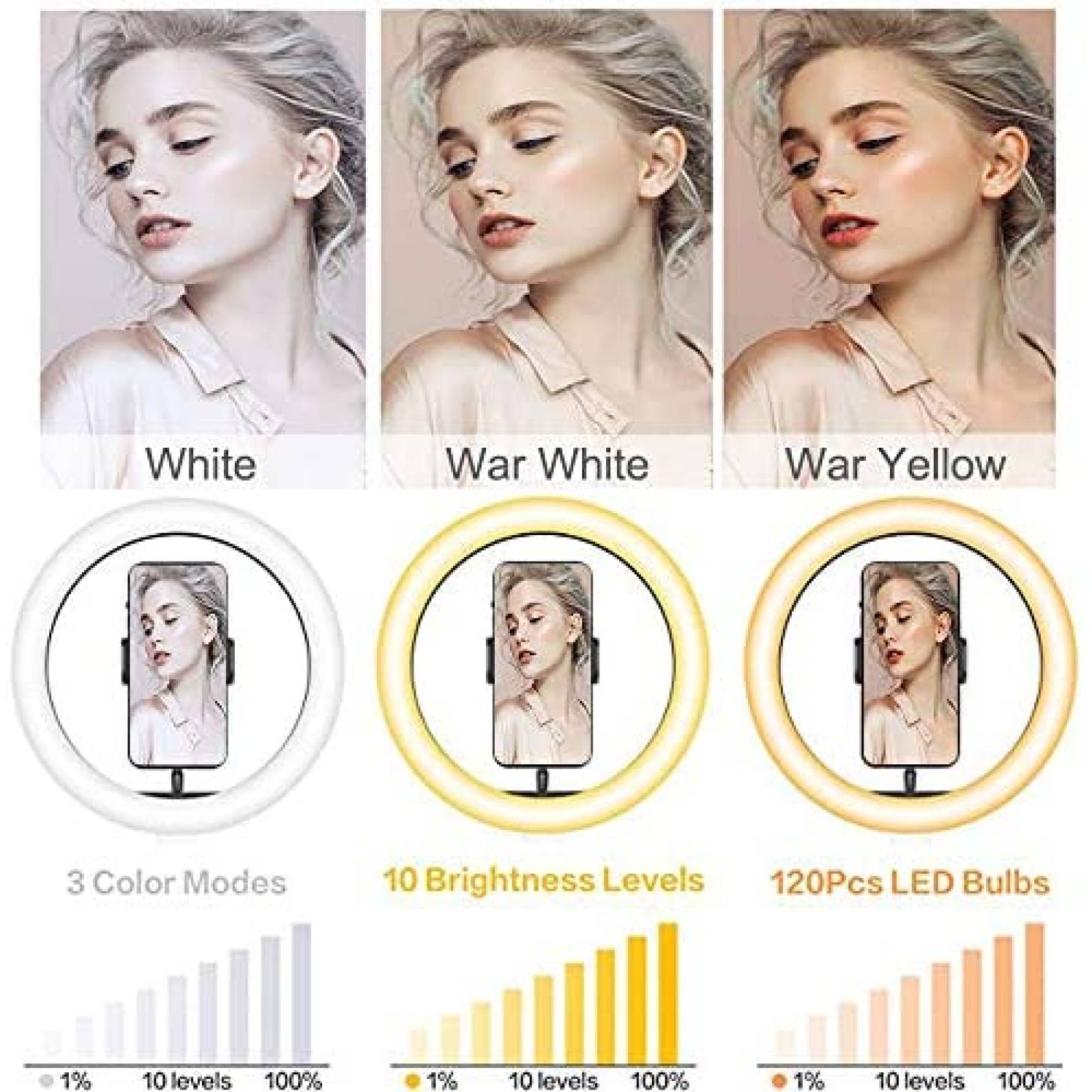 Aro de Luz Generico Con Tripie 8'' Luces LED 10'' -Negro