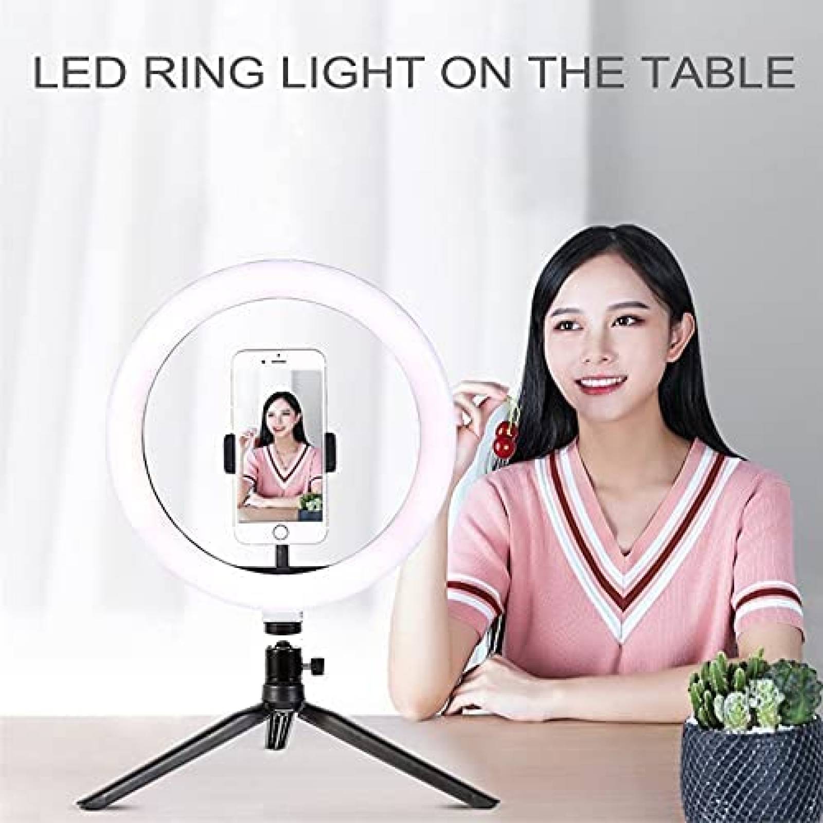 Aro de Luz Generico Con Tripie 8'' Luces LED 10'' -Negro