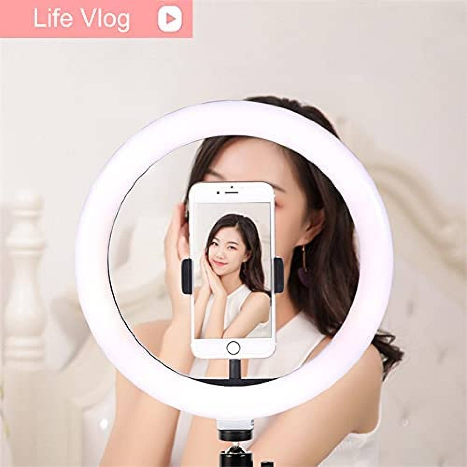 Aro de Luz Generico Con Tripie 8'' Luces LED 10'' -Negro