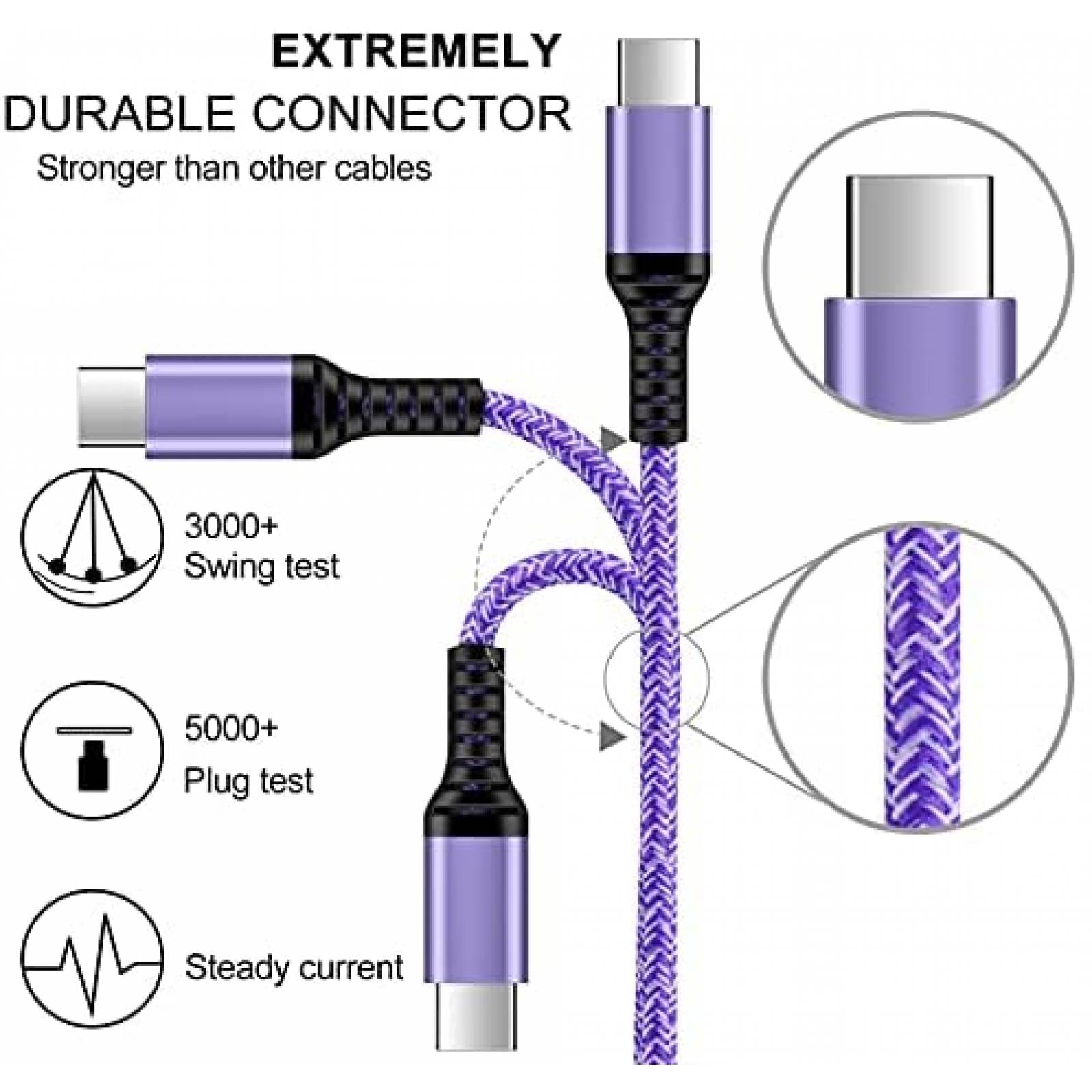 Pack cable tipo USB C REPIND x3 3A trenzado -Colorido