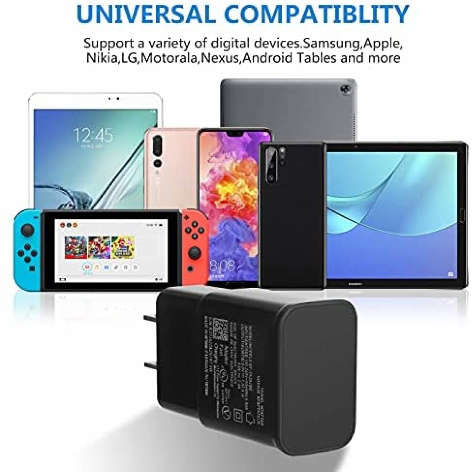 Cargador KAIMENGLONG Paquete de 2 adaptadores -Negro