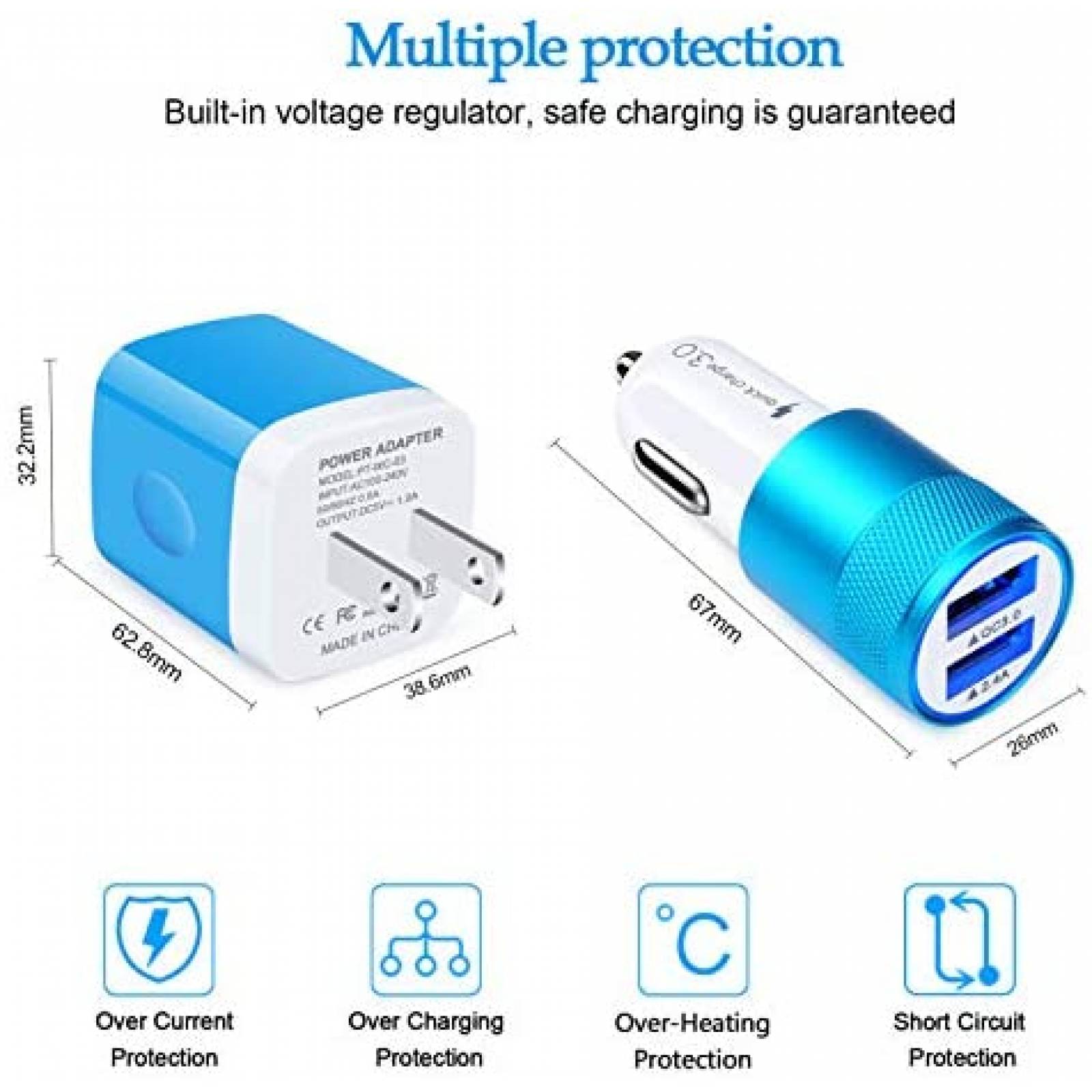 Cable Cargador CableLover YD-QC3.0,PT-WC-03 USB C 12W -Azul