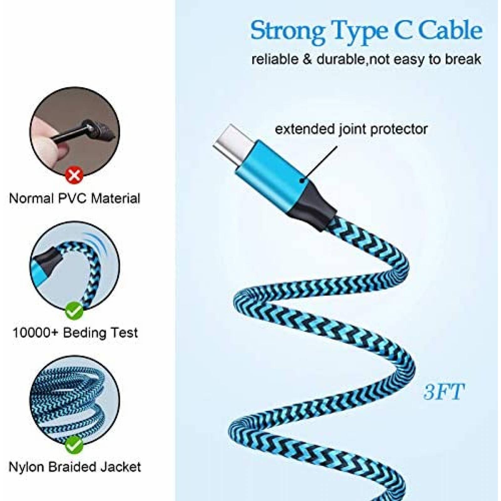 Cable Cargador CableLover YD-QC3.0,PT-WC-03 USB C 12W -Azul