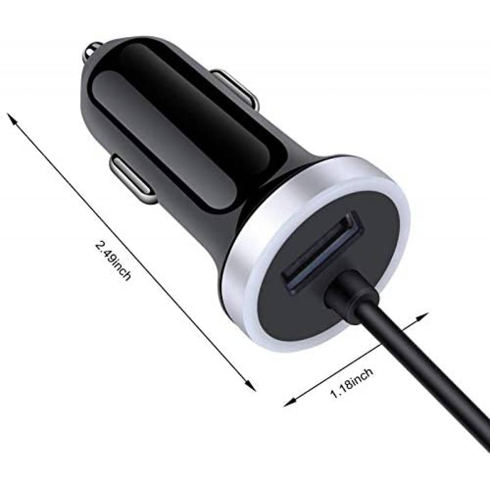 Cargador Cebkit RC8 De Coche Carga Rapida 3 ft USB C -Negro