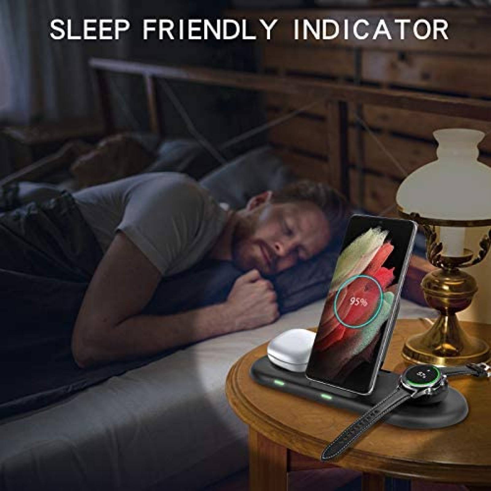 Stand de carga inalambrica 3 en 1 Lopnord 7.5W -Negro