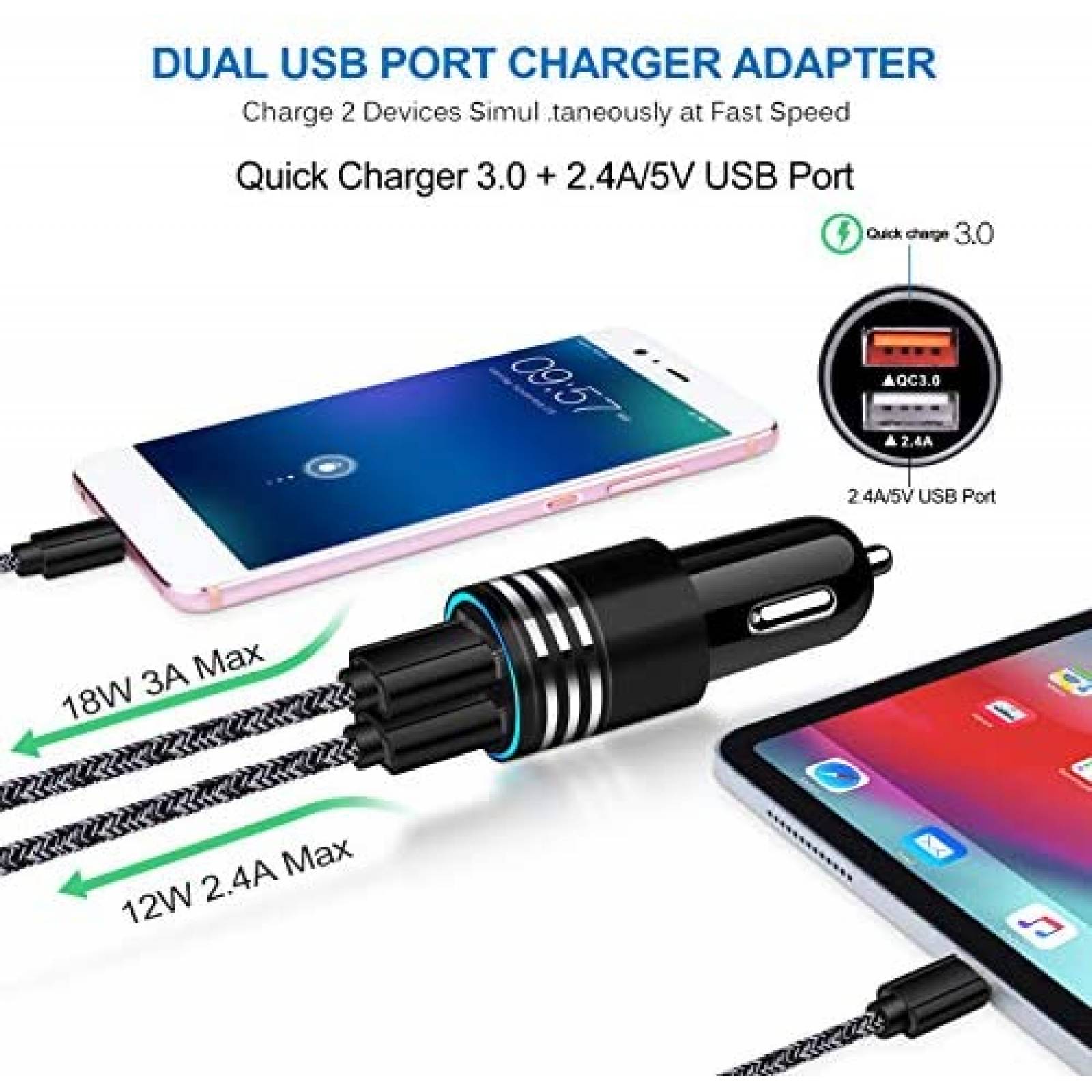 Cable Cargador ANDHOT Galaxy S21 Tipo C Carga Rapida -Negro