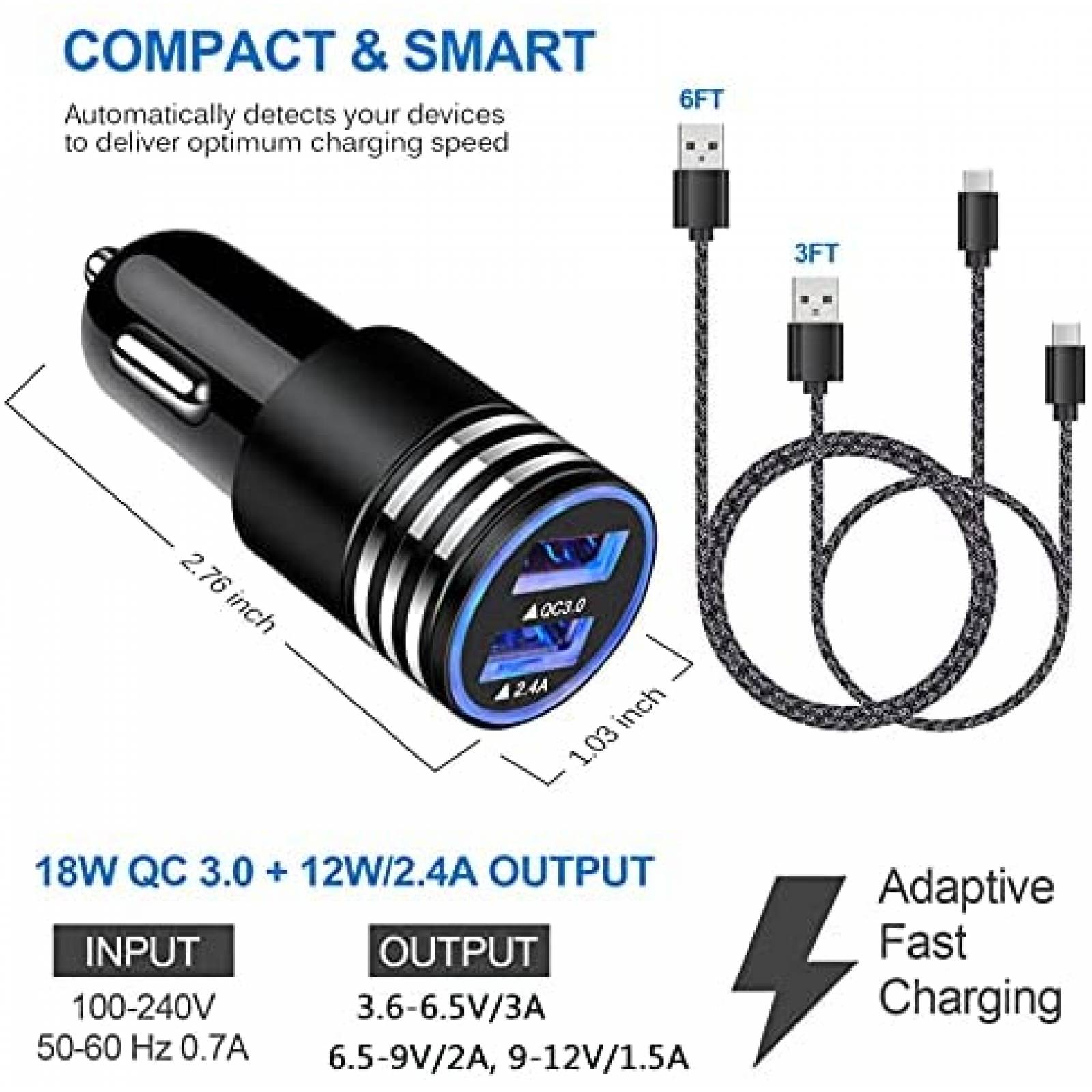 Cable Cargador ANDHOT Galaxy S21 Tipo C Carga Rapida -Negro