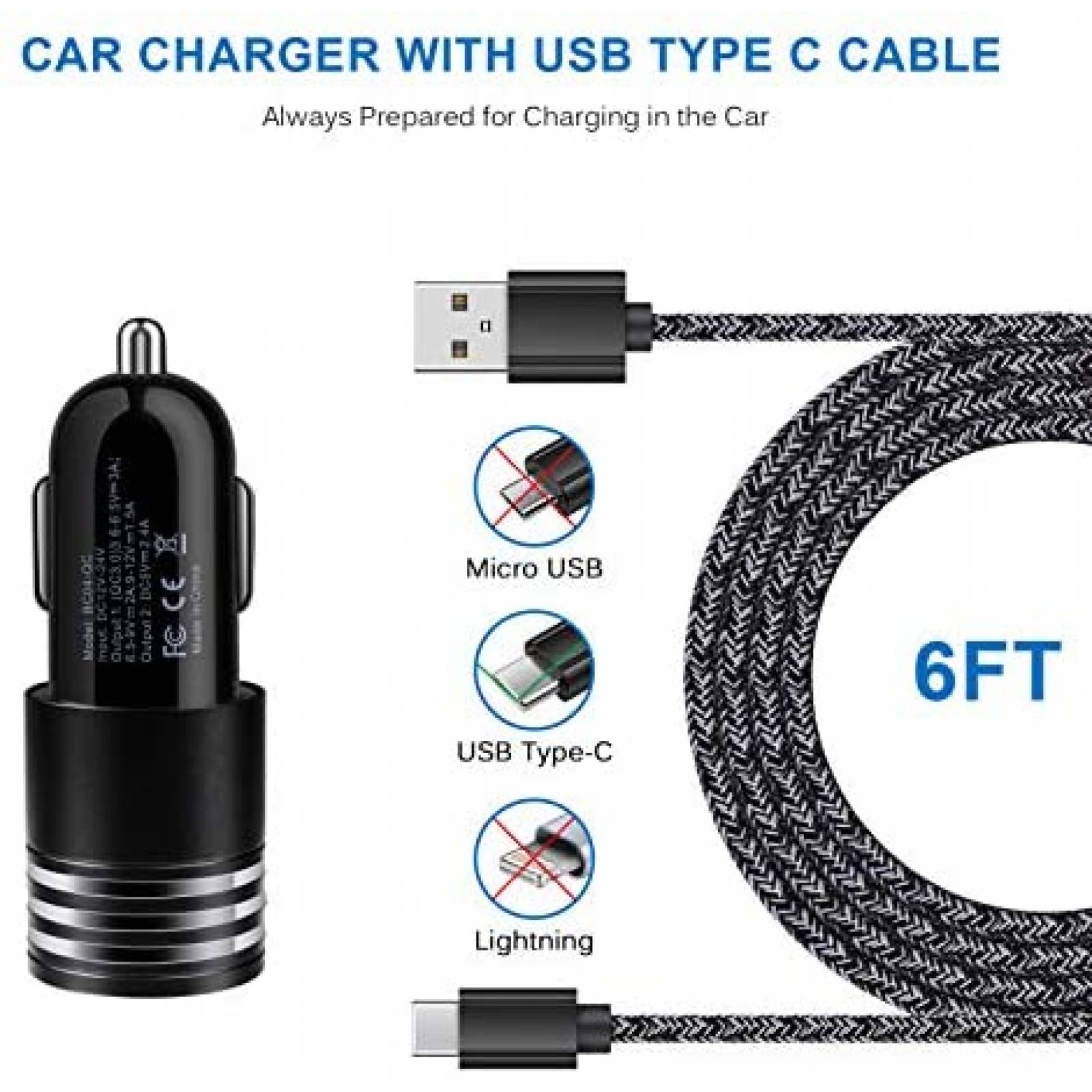 Cable Cargador ANDHOT Galaxy S21 Tipo C Carga Rapida -Negro