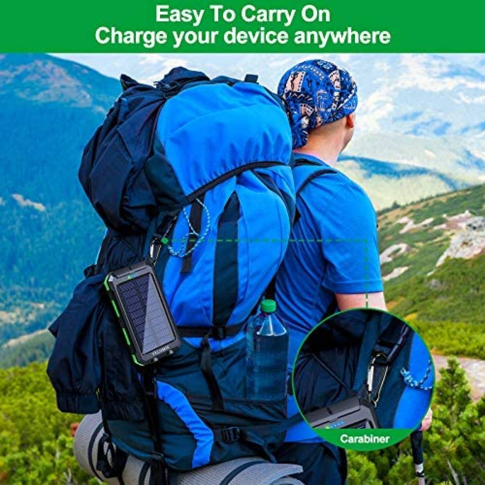 Cargador Solar YELOMIN S1008D Impermeable Compatible -Negro