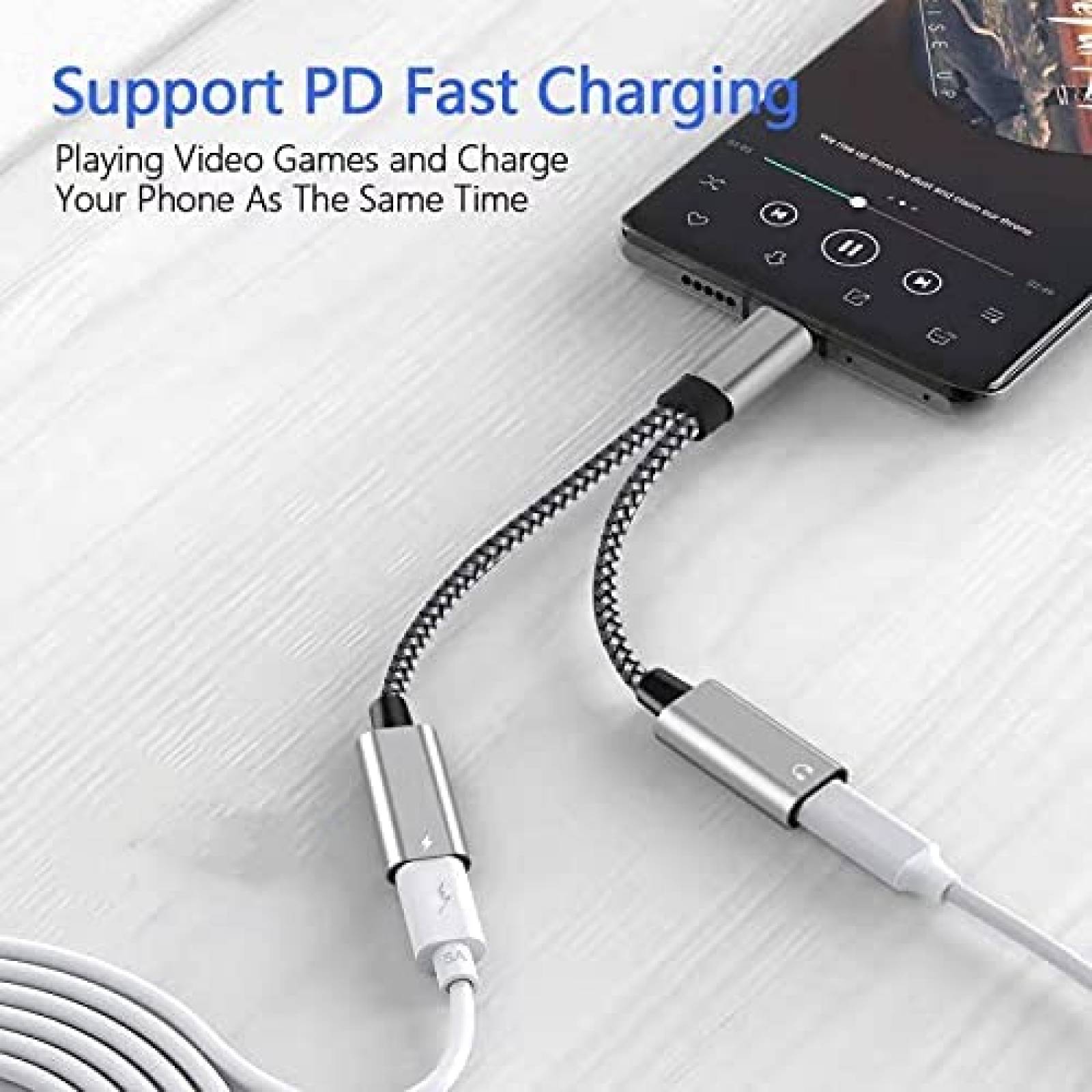 Cable USB C splitter a 2 hembras QIMIAO 27W 9V -Gris