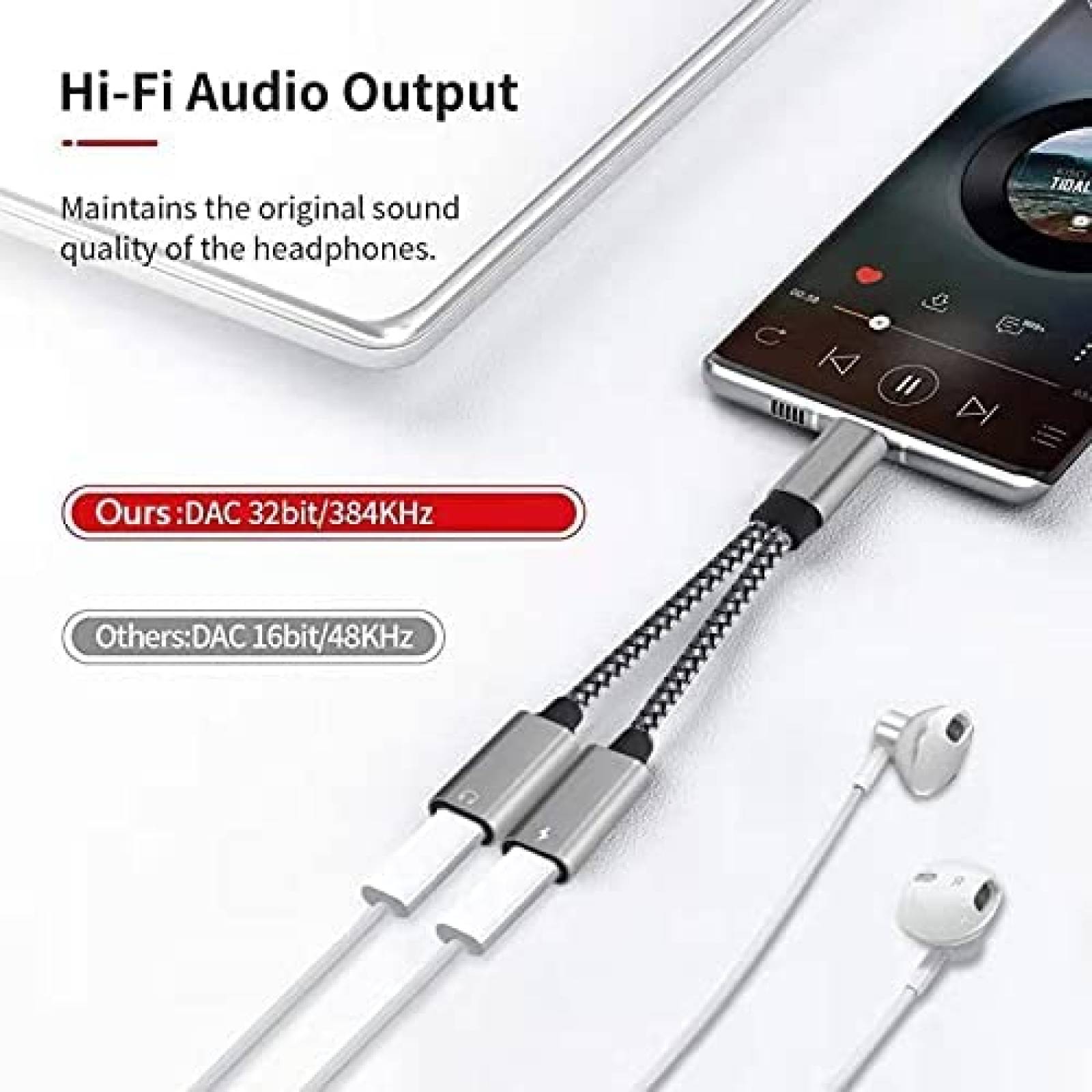 Cable USB C splitter a 2 hembras QIMIAO 27W 9V -Gris