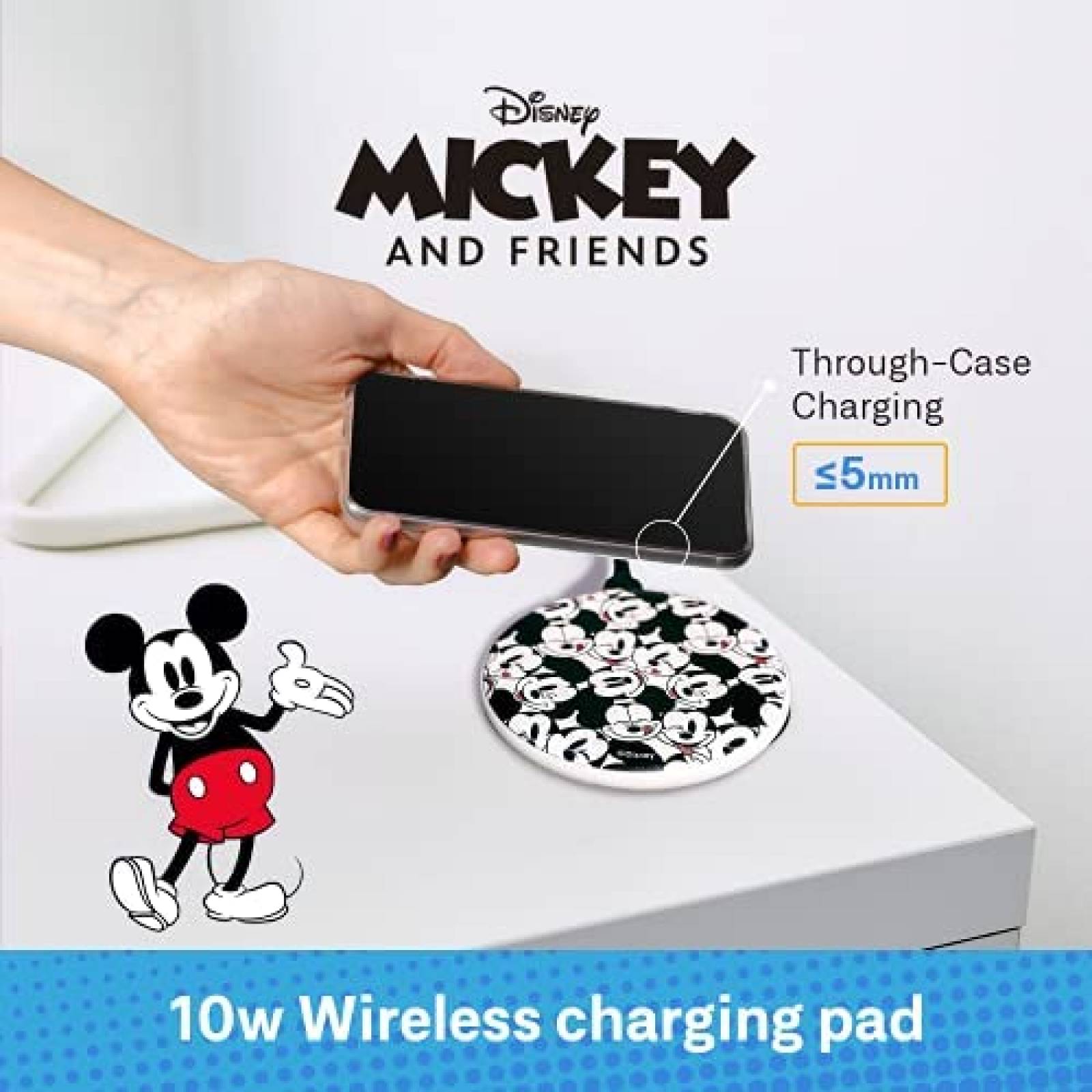Cargador de Pad Disney Qi de 10W para Celular -Mickey Mouse