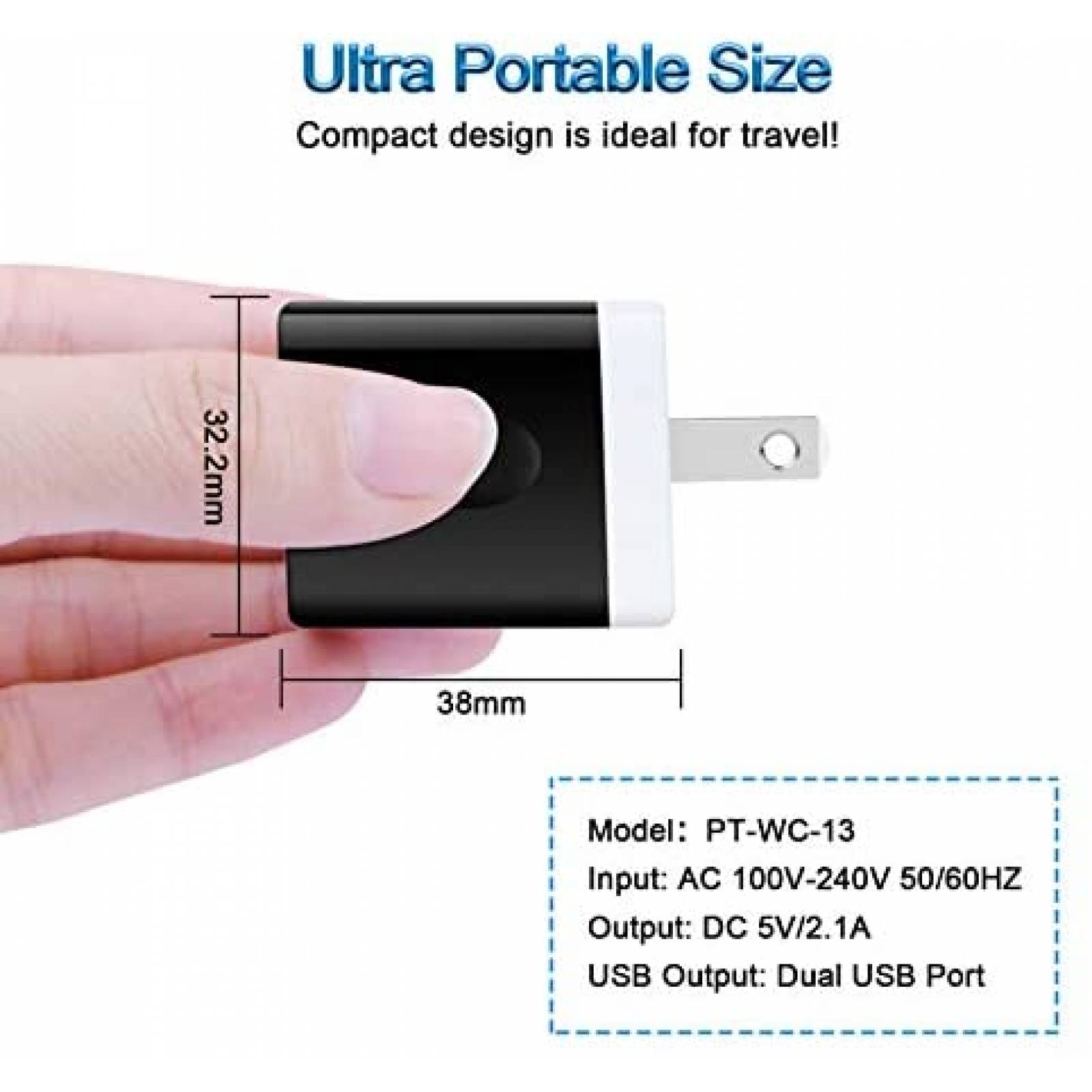 Cargador HopePow PT-WC-13 Dual USB C Compatible -Negro