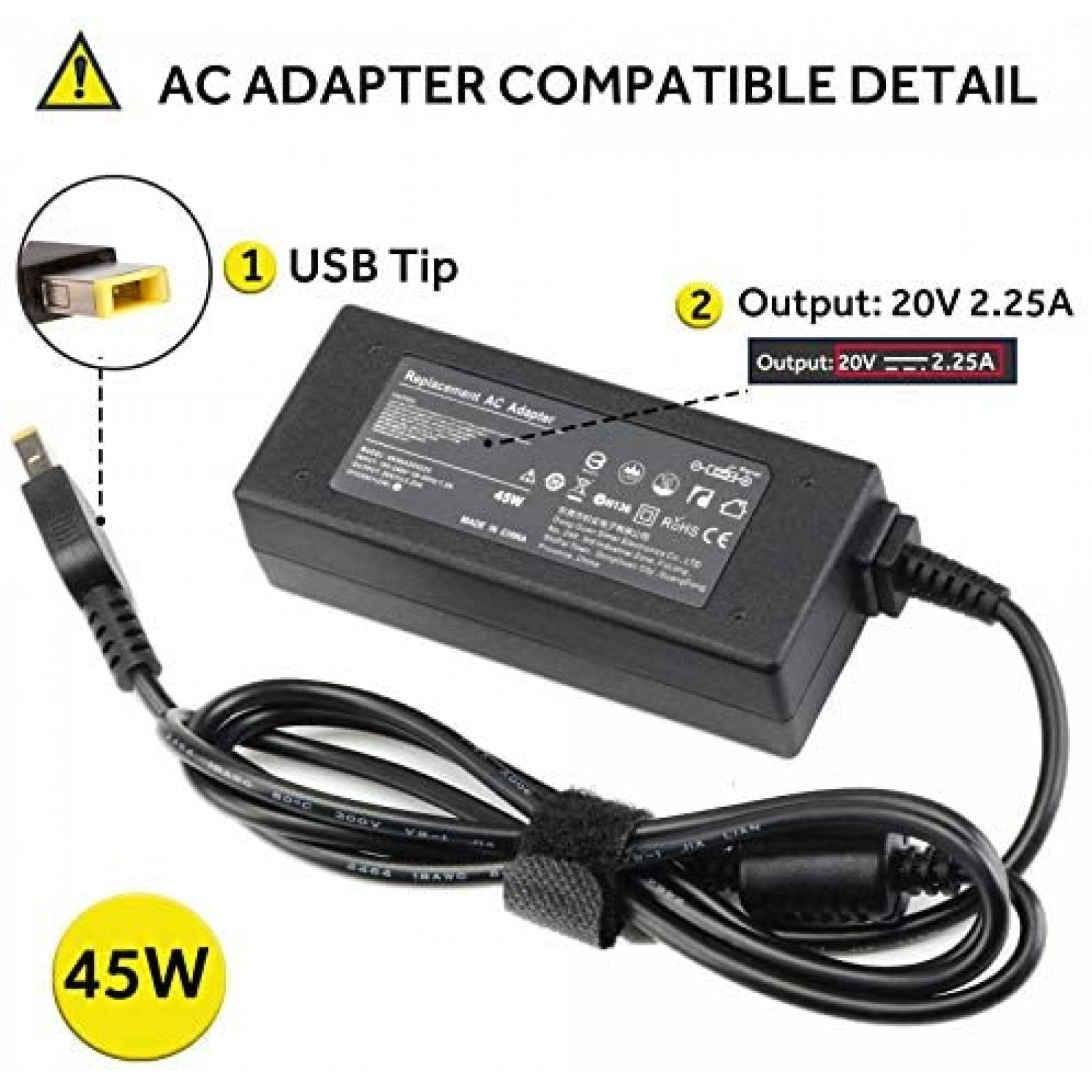 Cargador Laptop ActZone DL45200225 45W AC Lenovo thinkpad