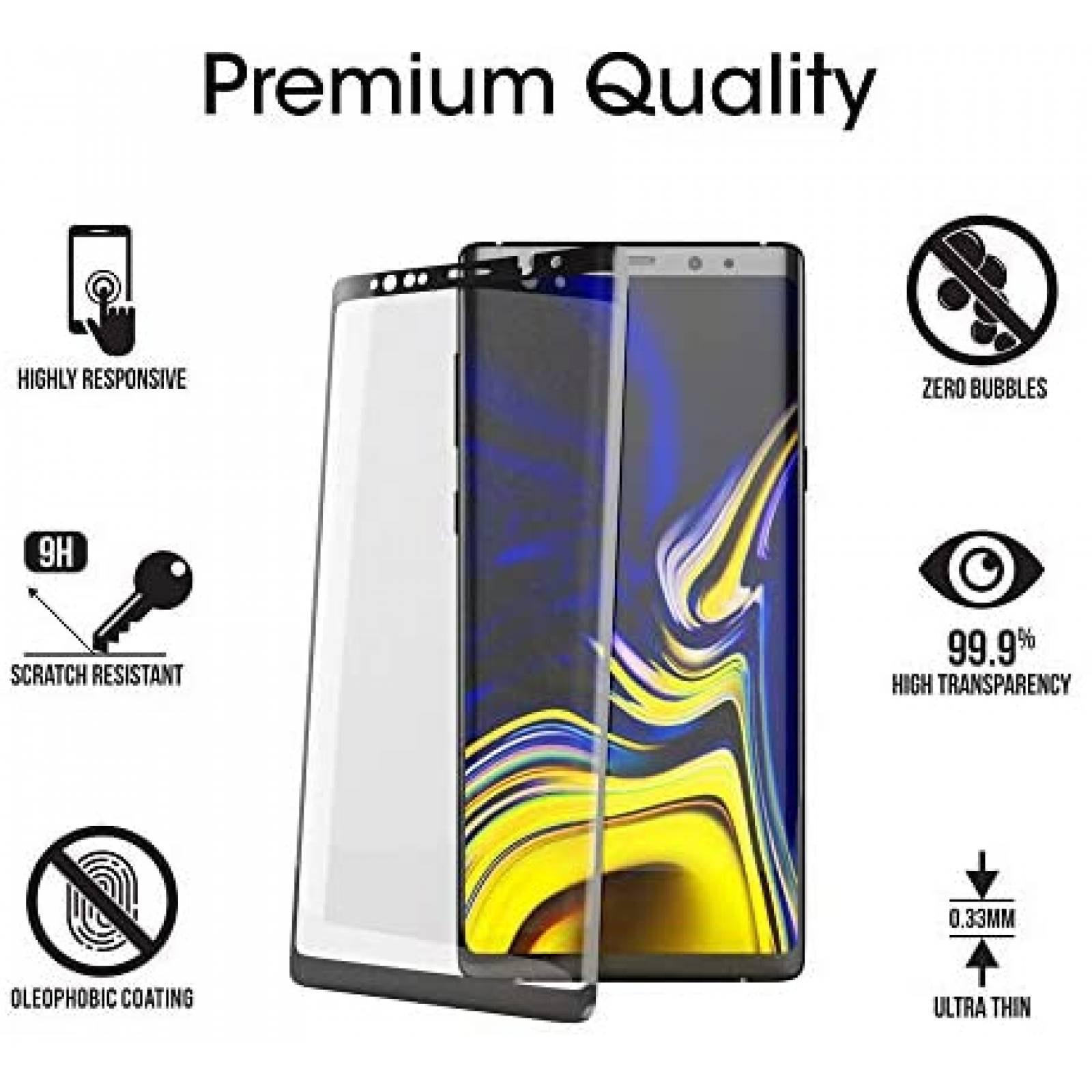 Protector de pantalla amFilm Samsung Galaxy Note 9 -Negro