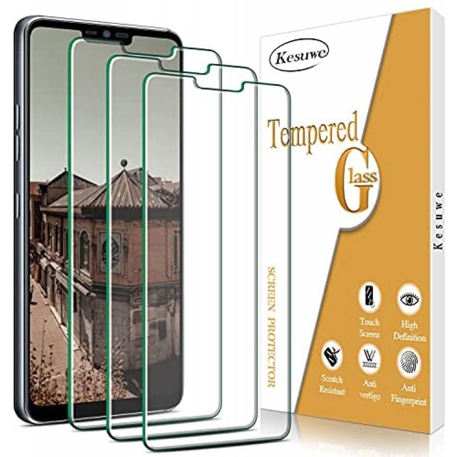 Protectores de Pantalla Kesuwe 3pzas para LG G7 ThinQ