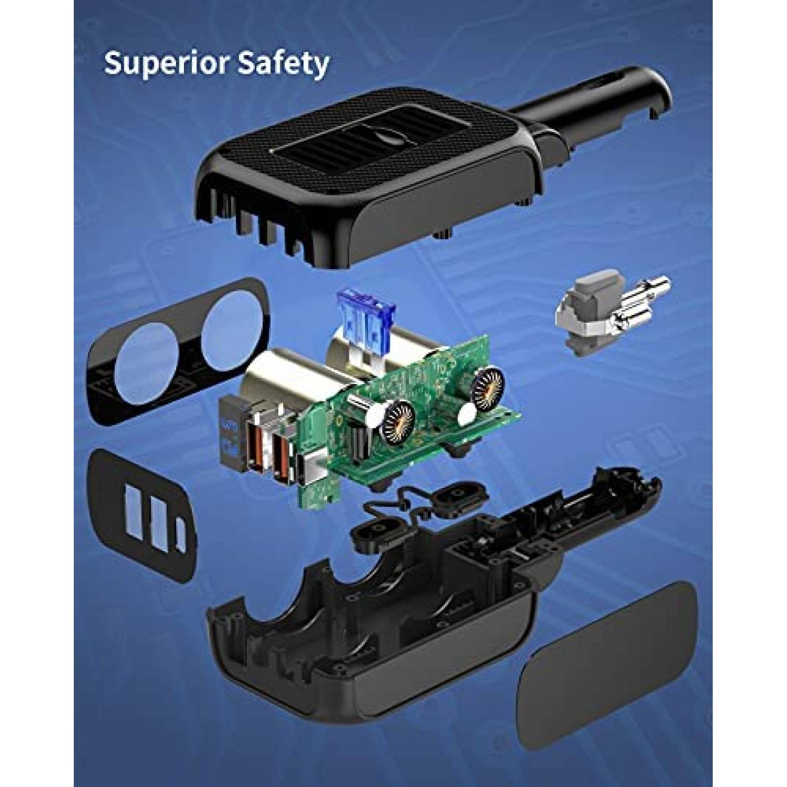 Cargador de coche SUPERONE 180W con 20W PD USB C -Negro