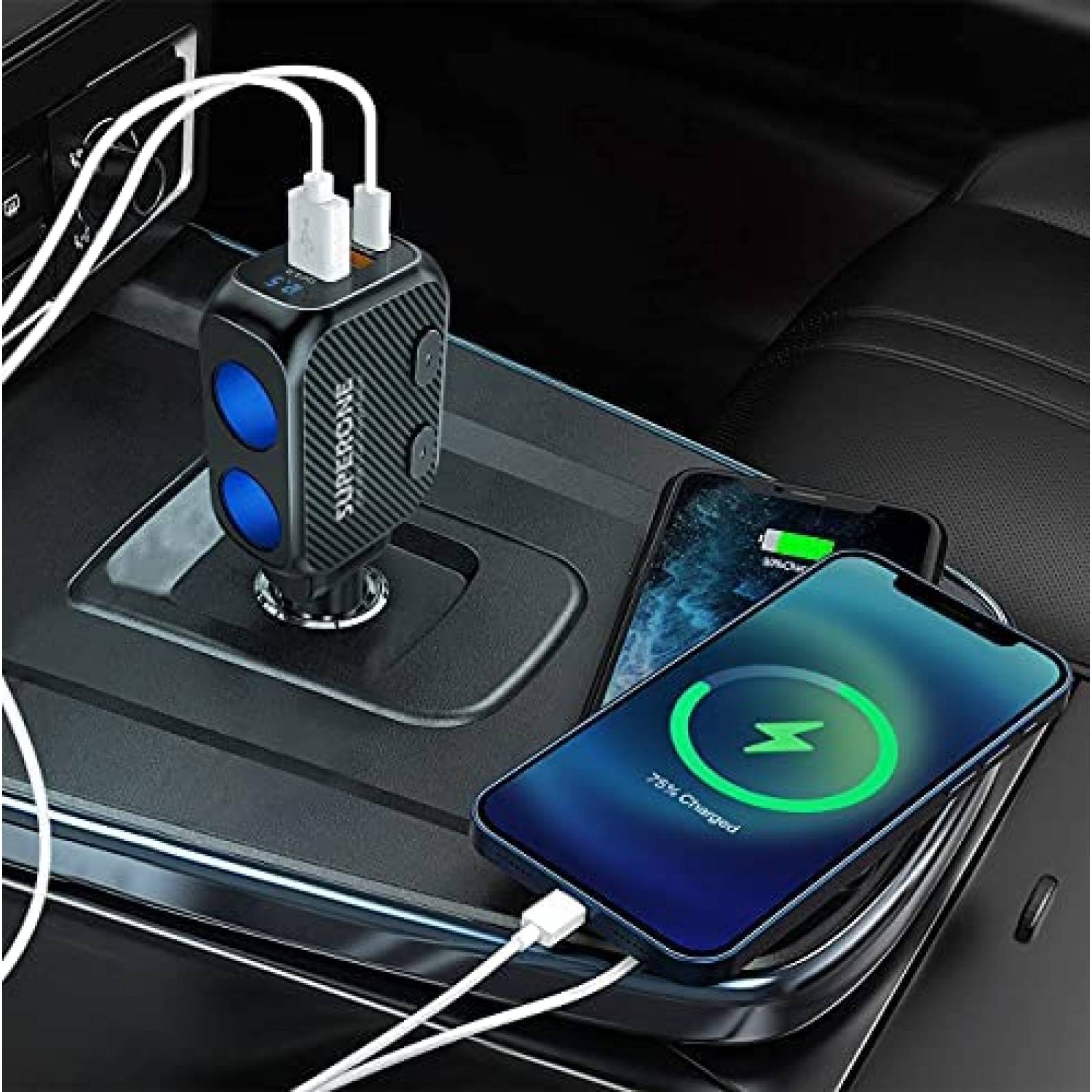 Cargador de coche SUPERONE 180W con 20W PD USB C -Negro