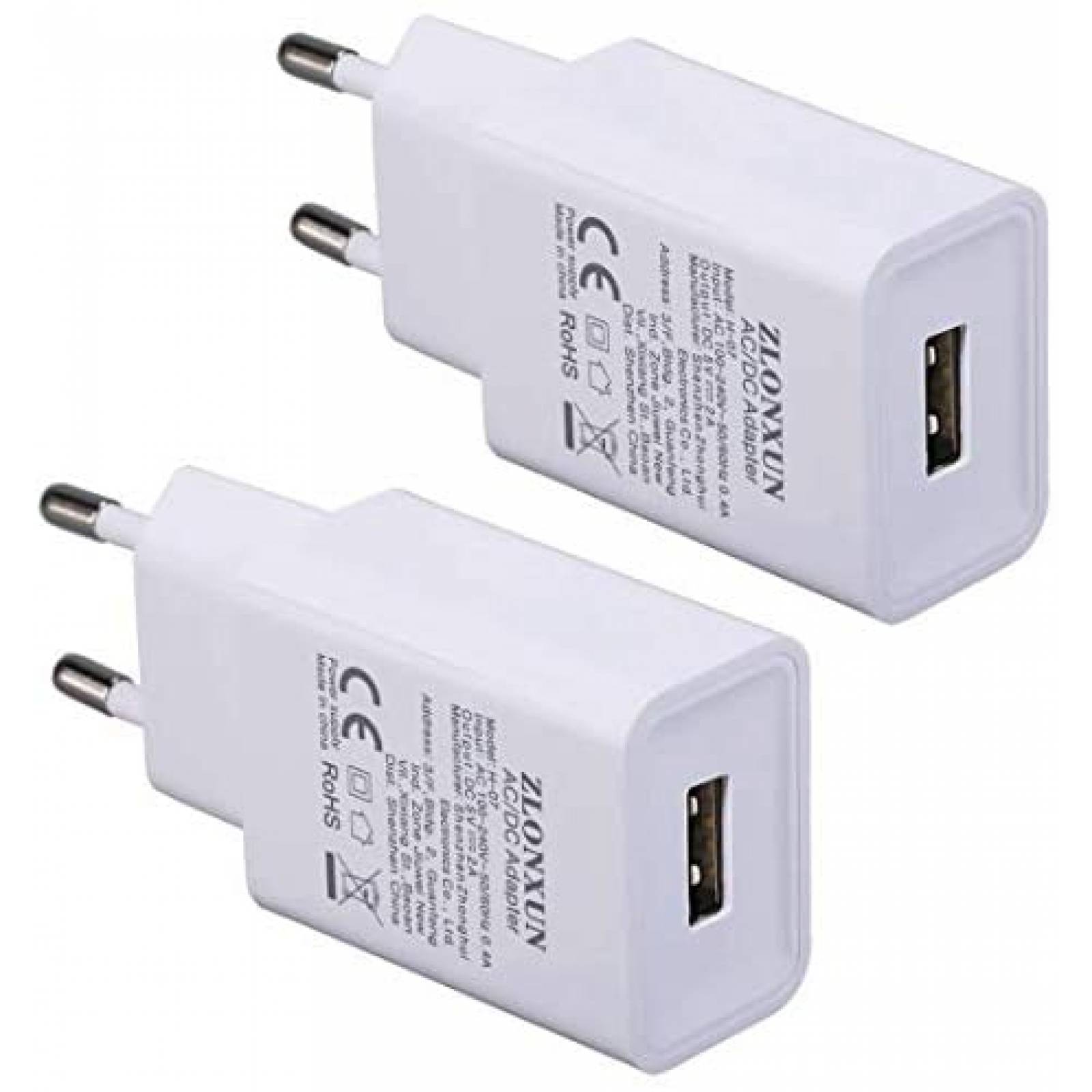 Cargador Europeo de Pared ZLONXUN 2 Pzs USB -Blanco