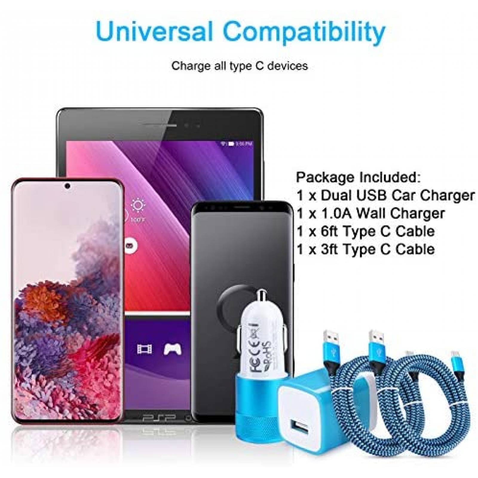Cargador JoHouer Galaxy A32 Compatible USB C 3.4A -Azul