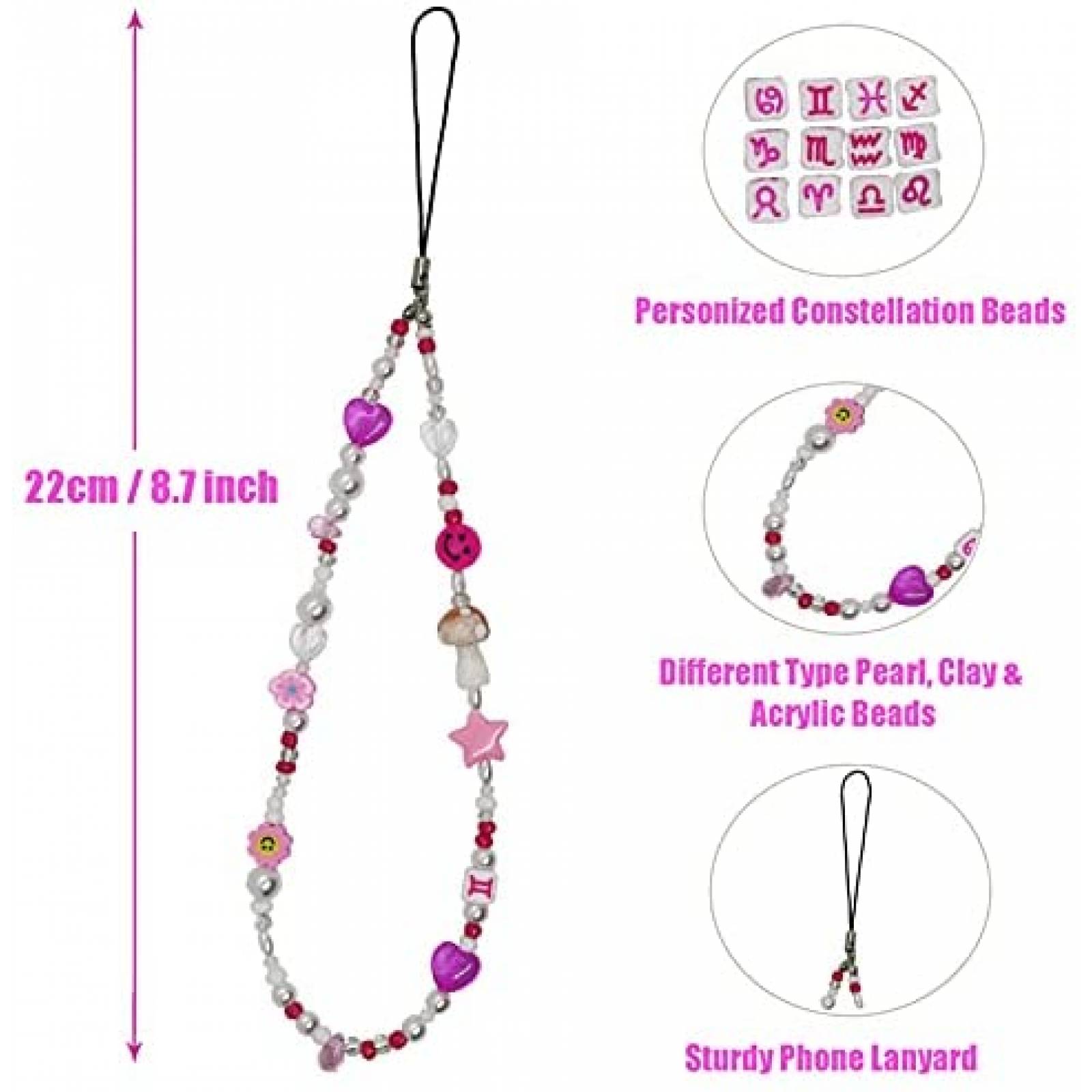 Correa de Decoracion Bqmte Rosa Aries para Celular