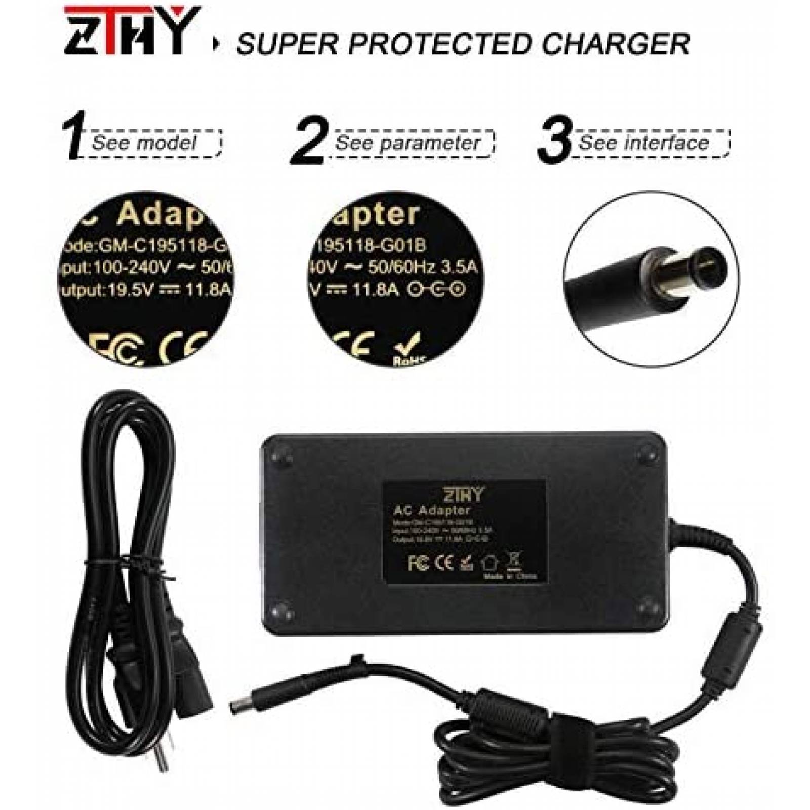 Cargador Laptop ZTHY Compatible 200W 240V 60Hzt -Negro