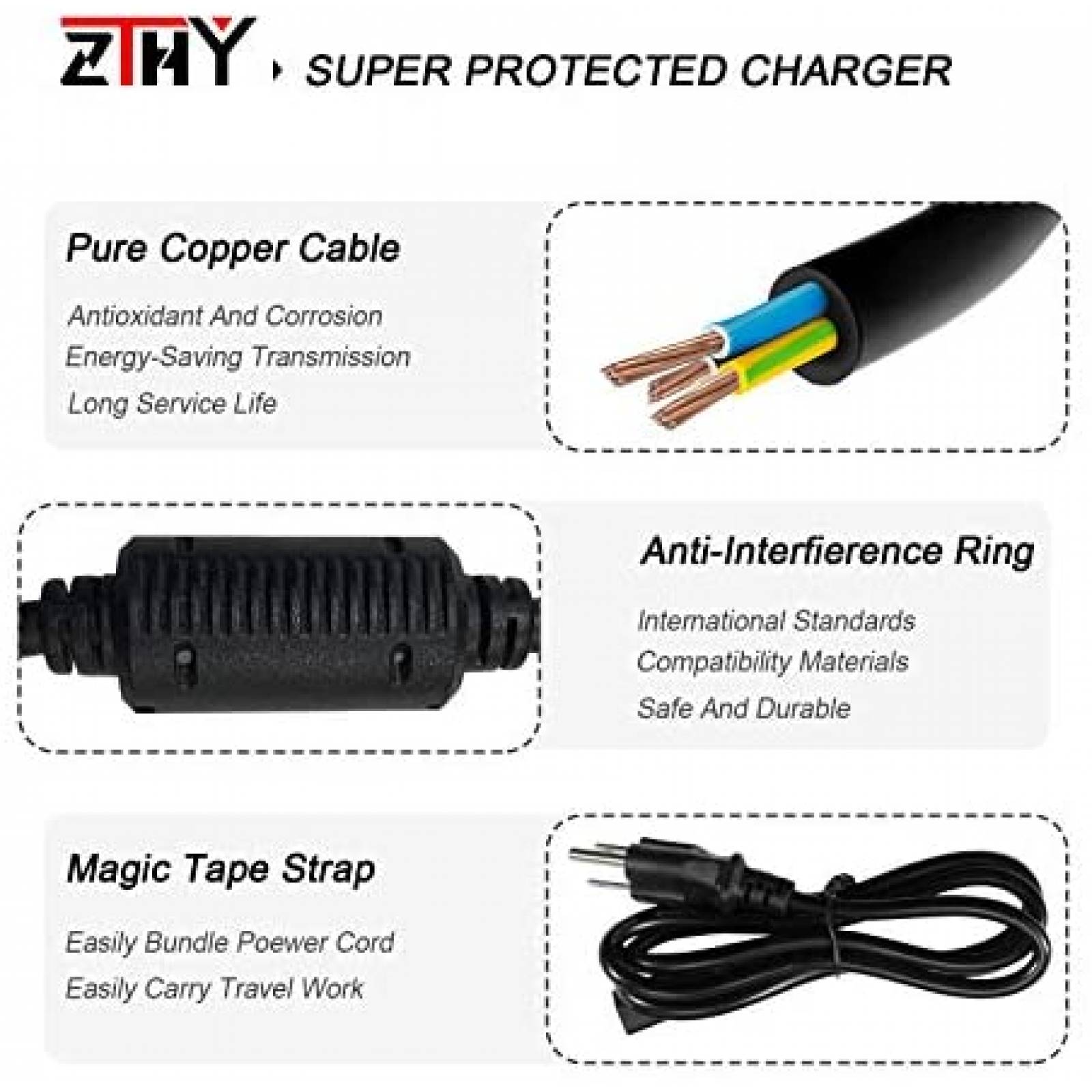 Cargador Laptop ZTHY Compatible 200W 240V 60Hzt -Negro