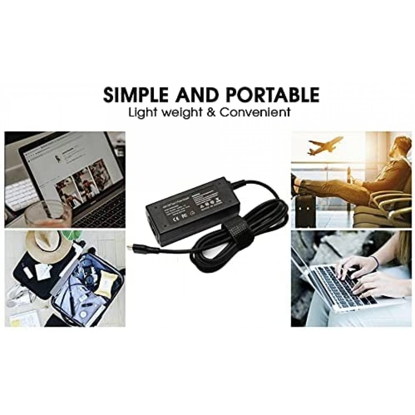 Cargador BATTACTER Para Laptop Conector USB C -Negro