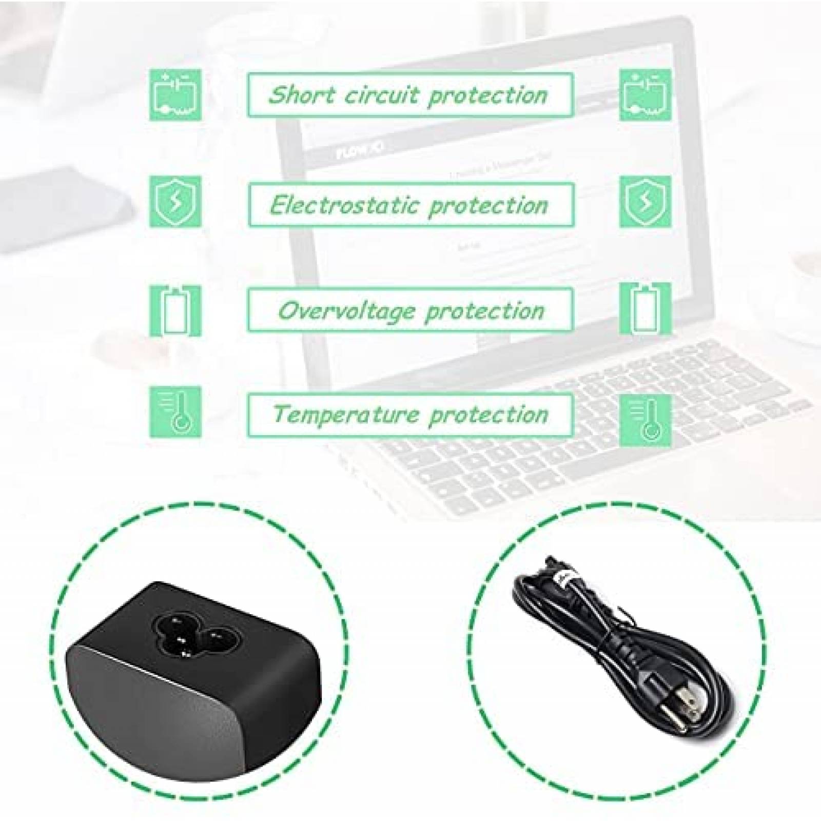 Cargador BATTACTER Para Laptop Conector USB C -Negro