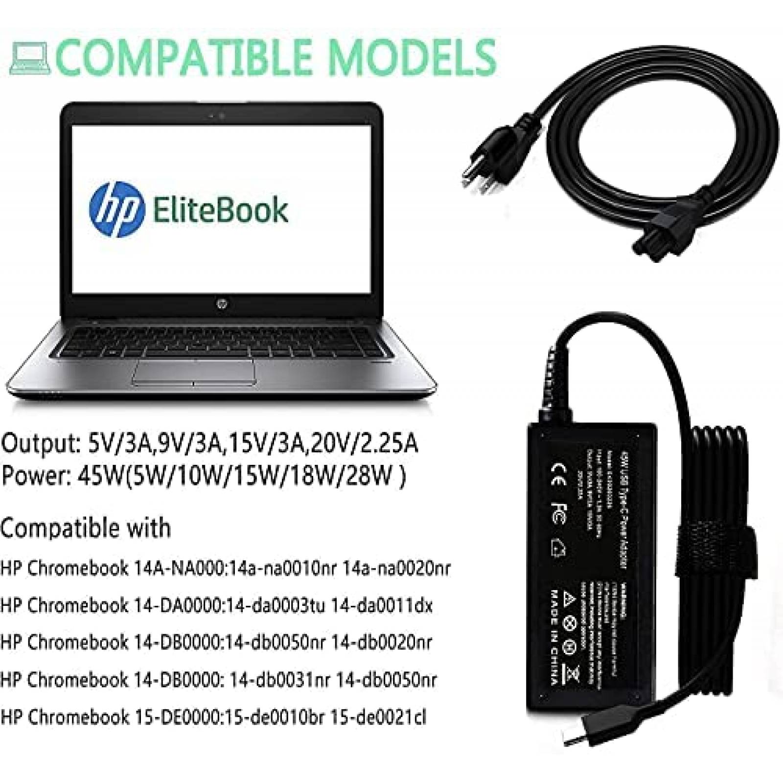 Cargador BATTACTER Para Laptop Conector USB C -Negro