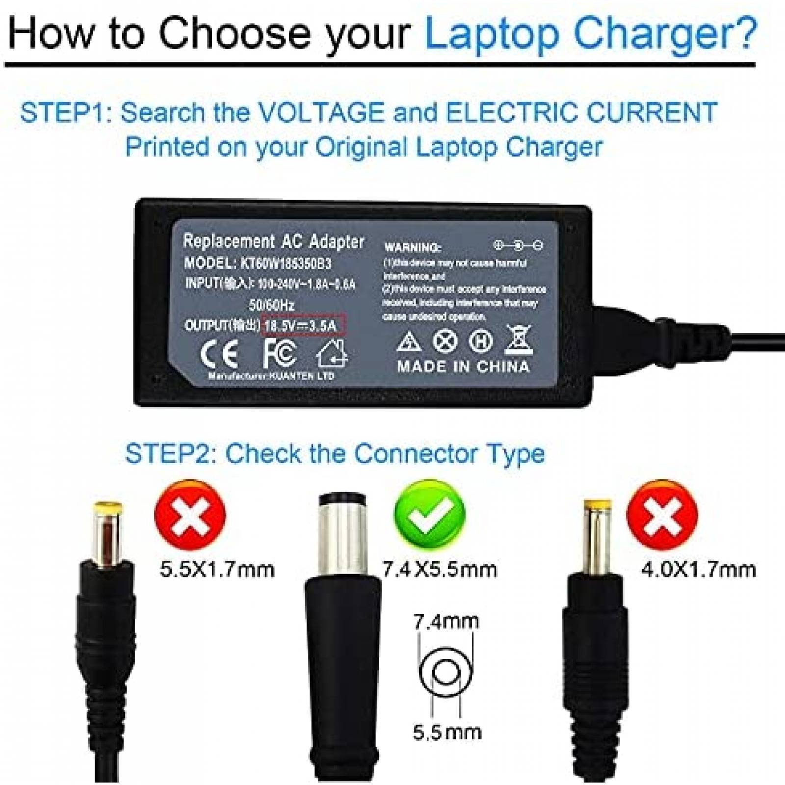 Cargador Universal FPRO para Laptop HP de 65W -Negro