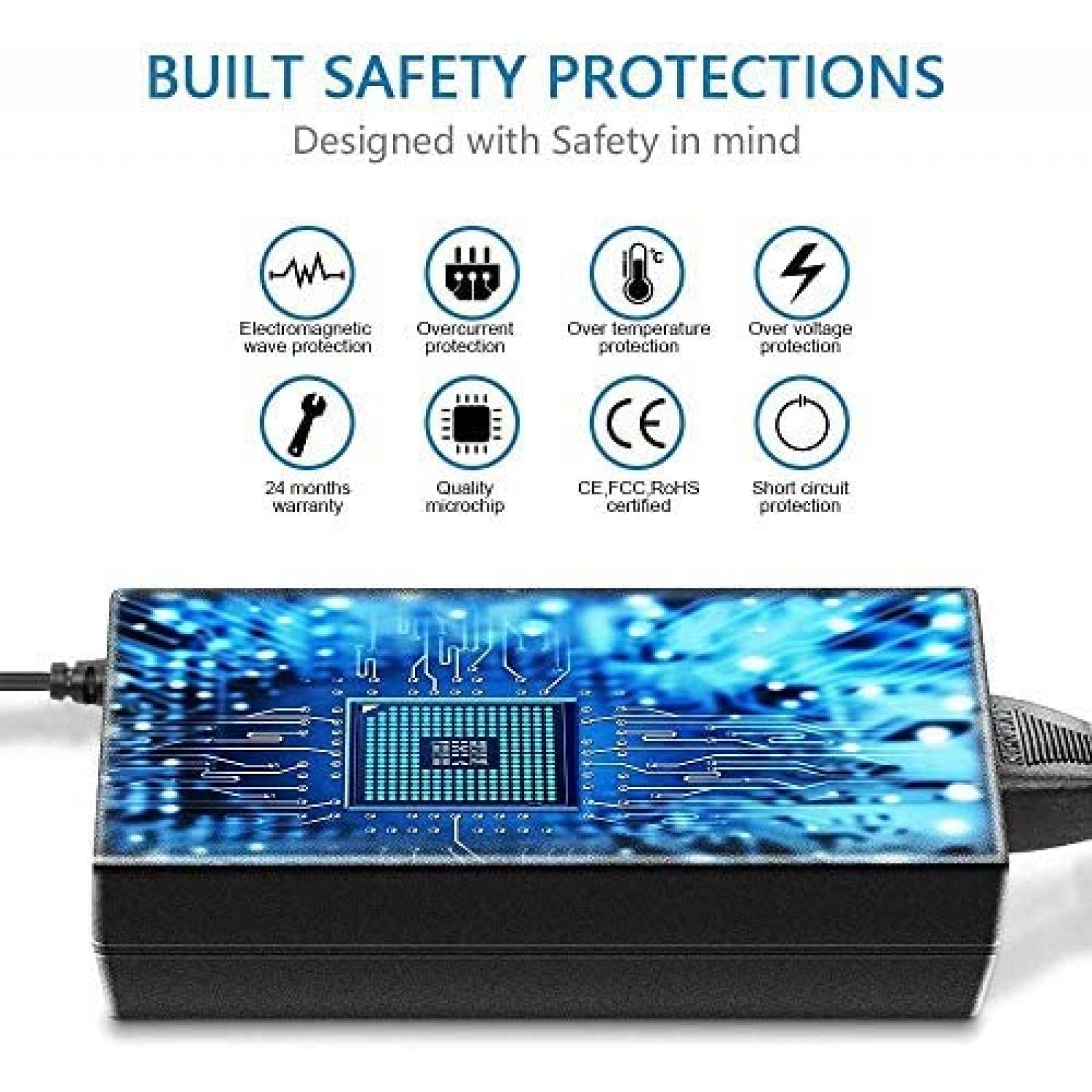 Cargador Universal Uflatek para Laptops HP de 65W -Negro