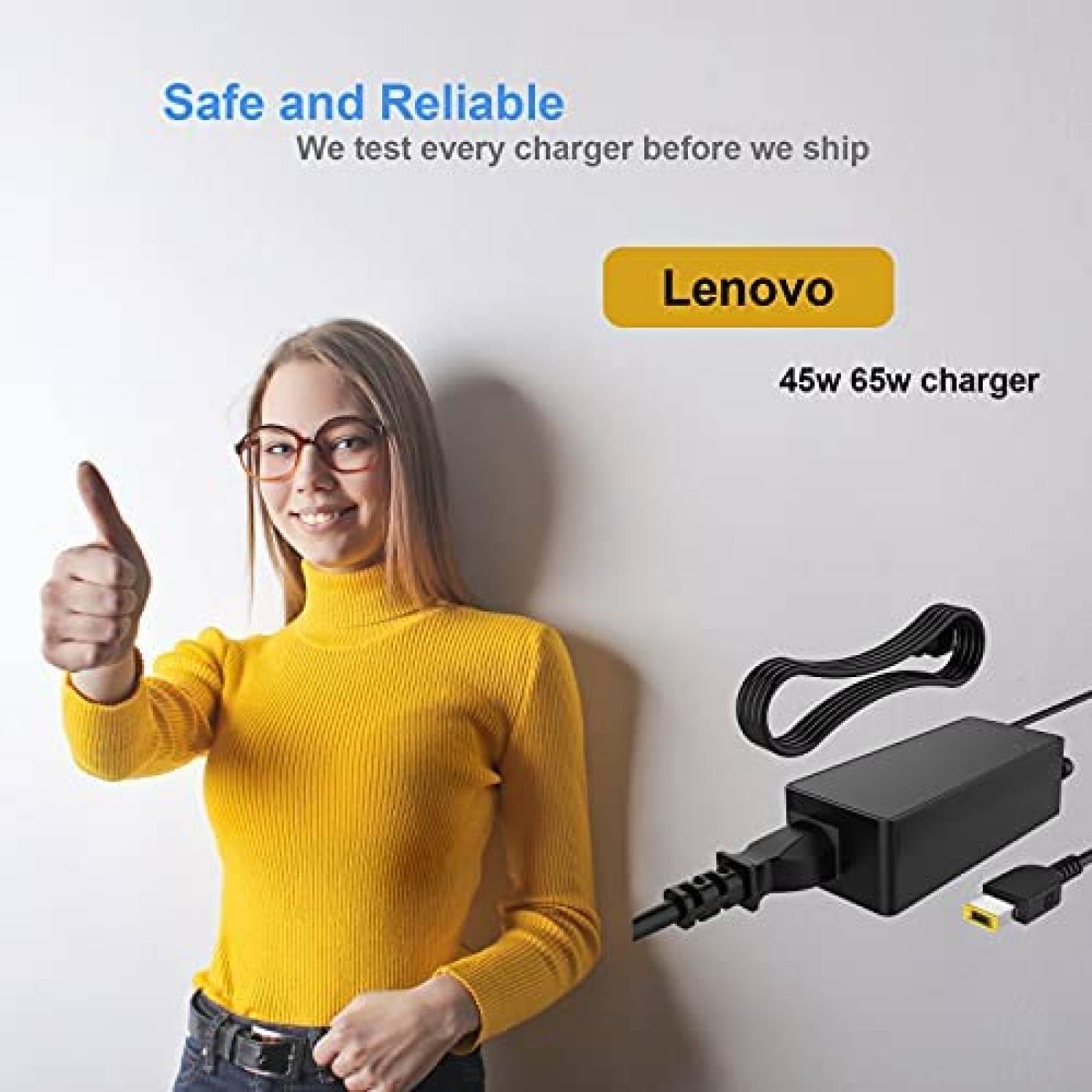Cargador Uflatek Para Laptop Conector Cuadrado 65 W -Negro