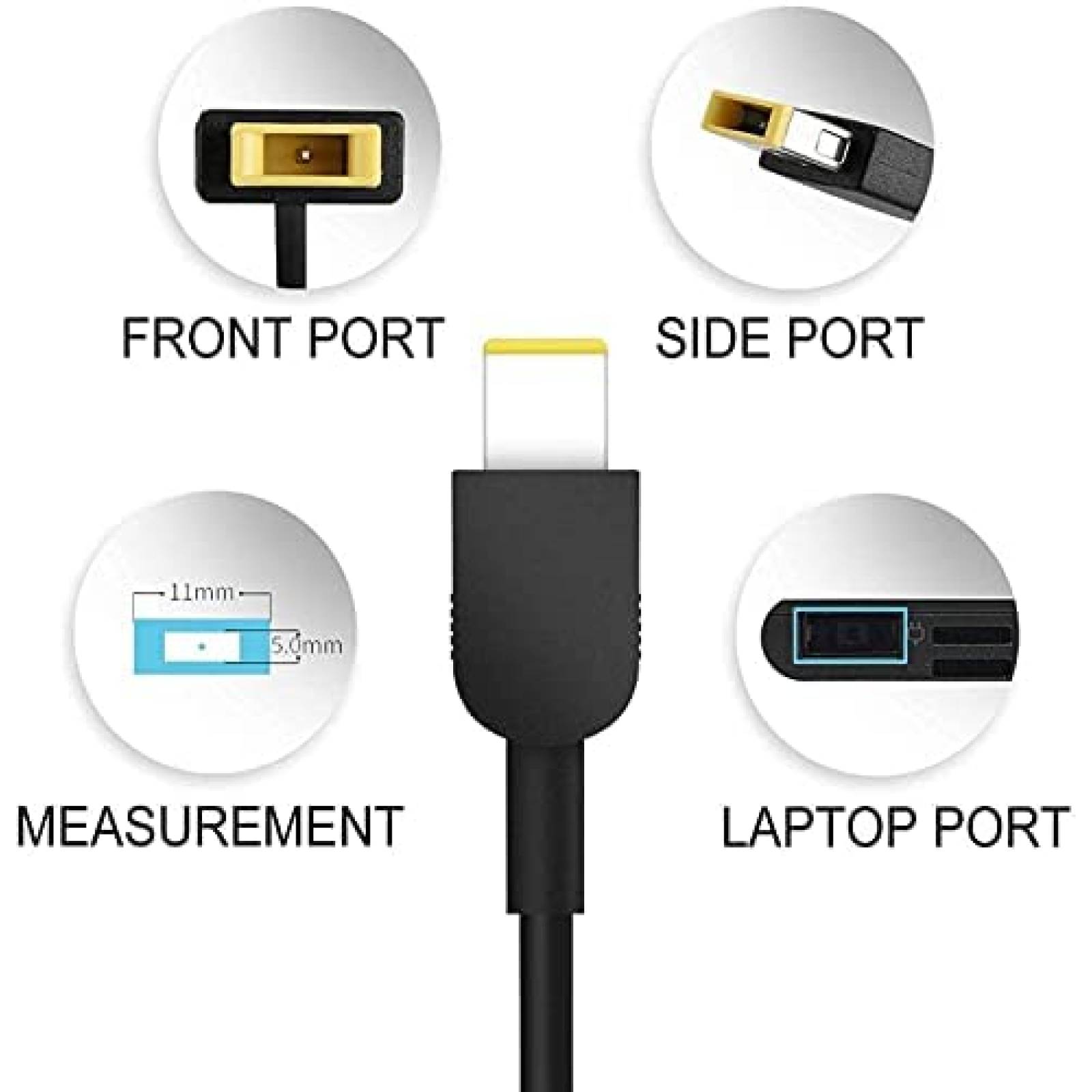 Cargador Uflatek Para Laptop Conector Cuadrado 65 W -Negro