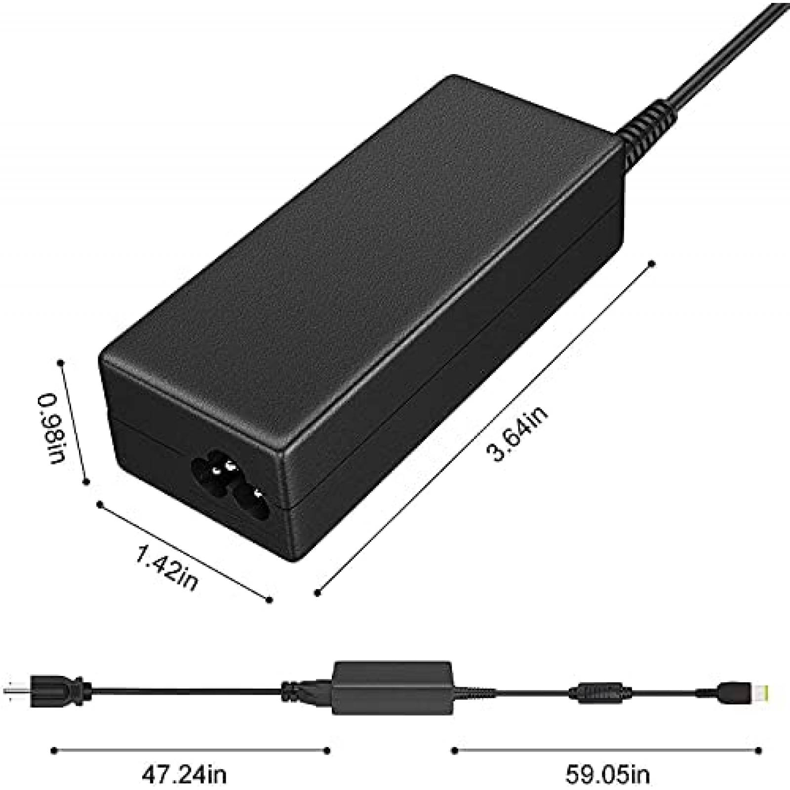Cargador Uflatek Para Laptop Conector Cuadrado 65 W -Negro