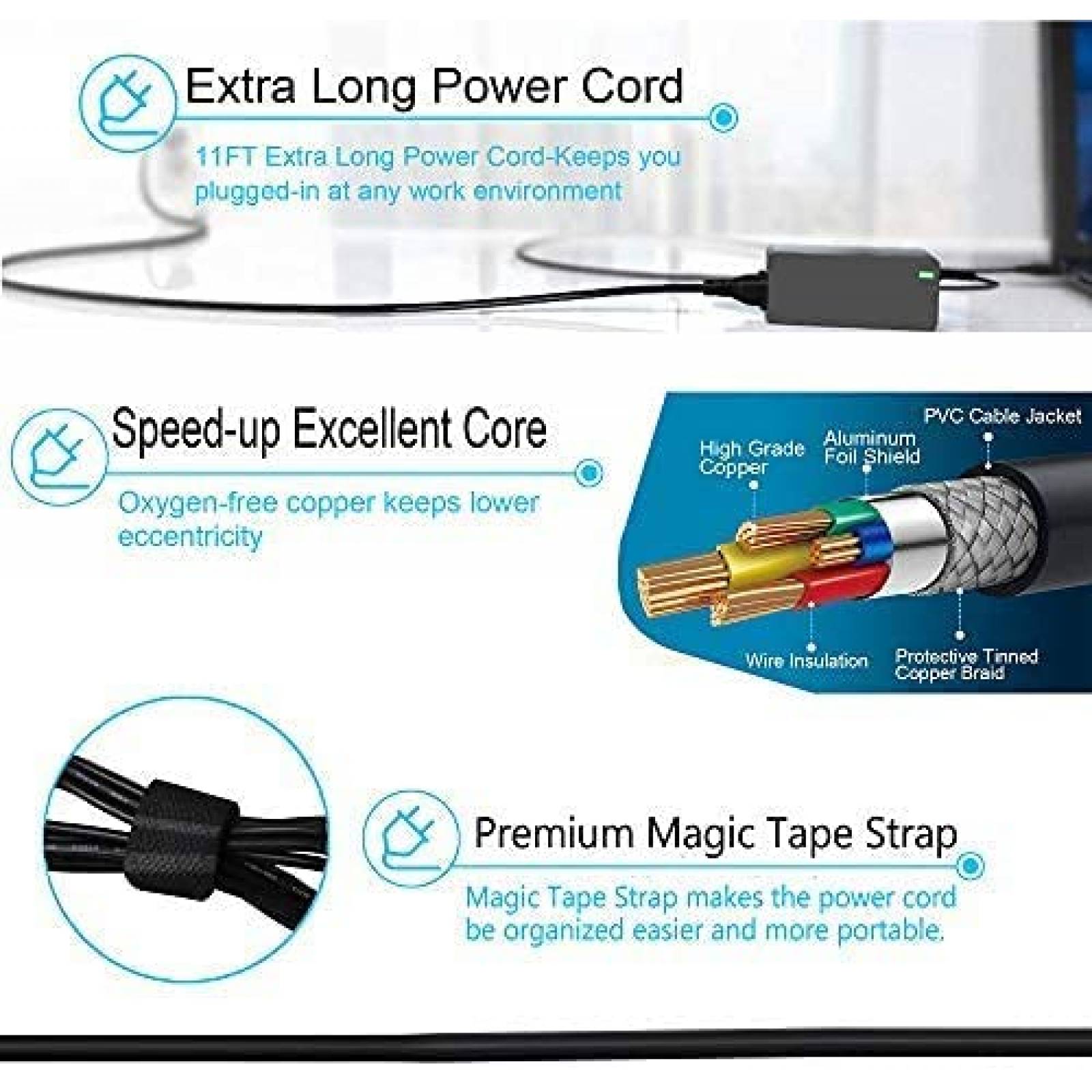 Cargador USB C TCORE para Chromebook HP Adaptador -Negro