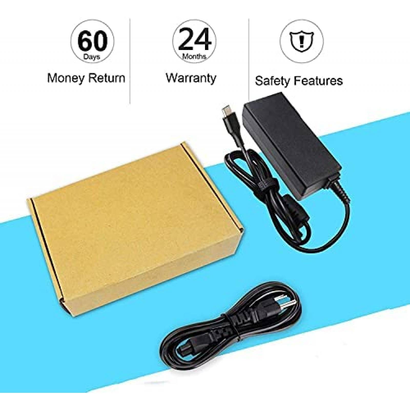 Cargador USB C TCORE para Chromebook HP Adaptador -Negro