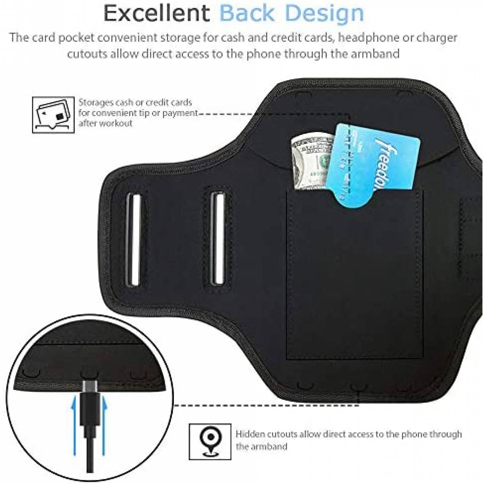 Brazalete JEMACHE para Galaxy S21 S20 para ejercicio -Negro