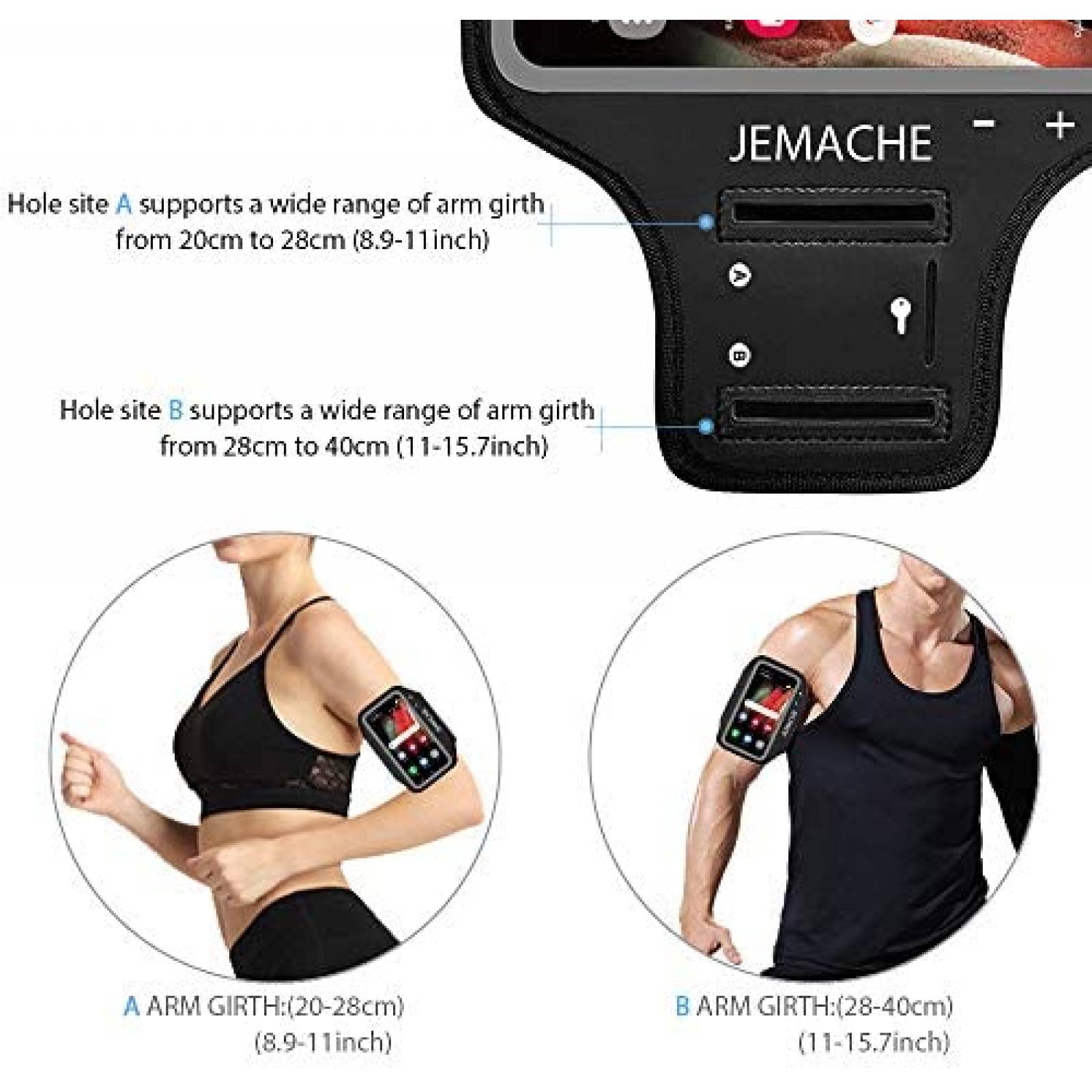 Brazalete JEMACHE para Galaxy S21 S20 para ejercicio -Negro