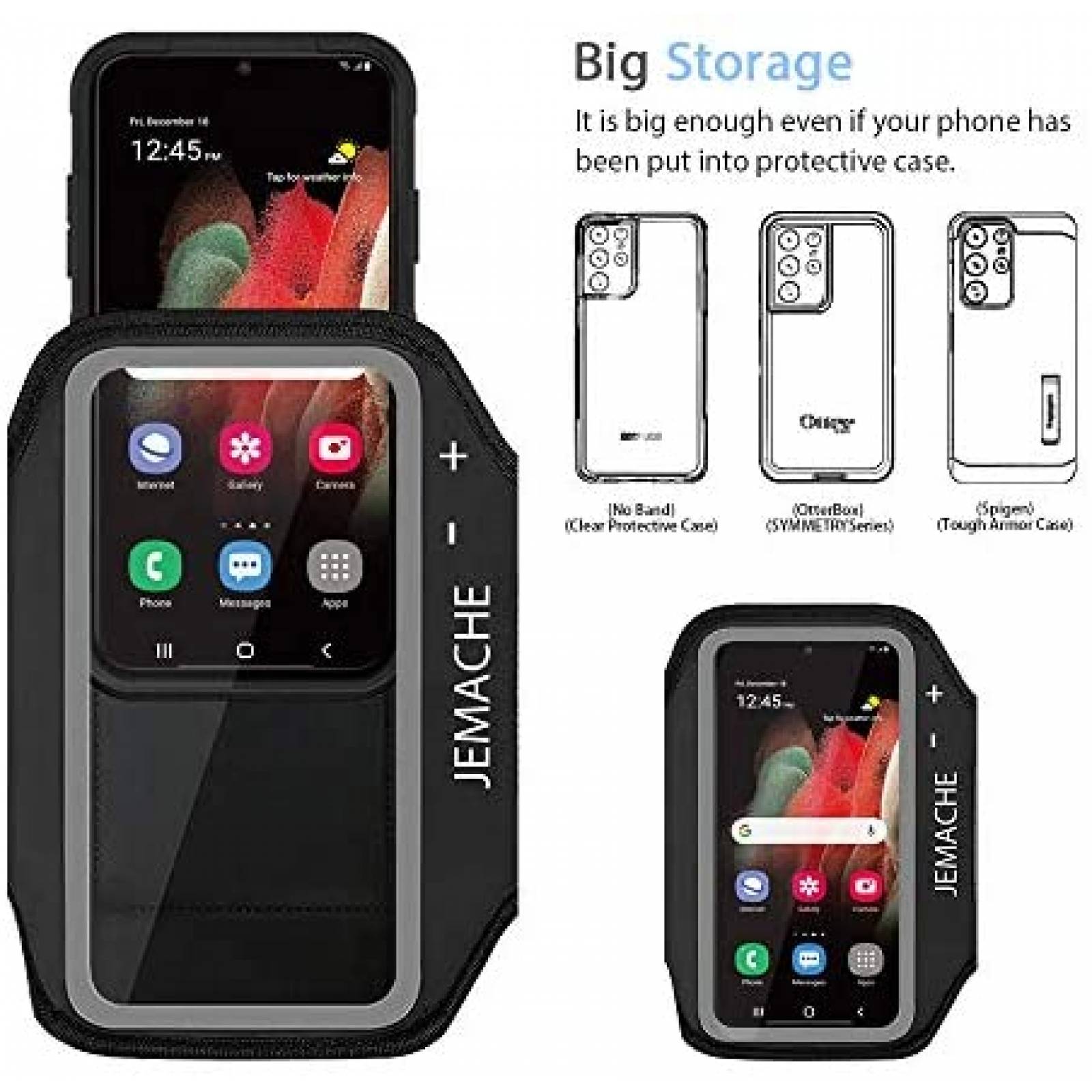 Brazalete JEMACHE para Galaxy S21 S20 para ejercicio -Negro